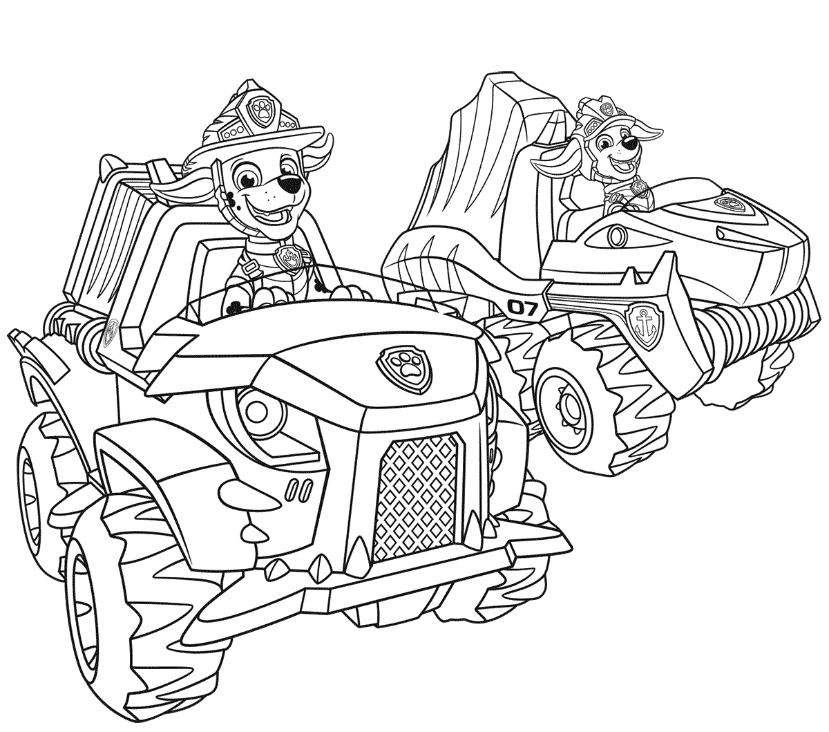 Paw Patrol Cars Page Coloring Page