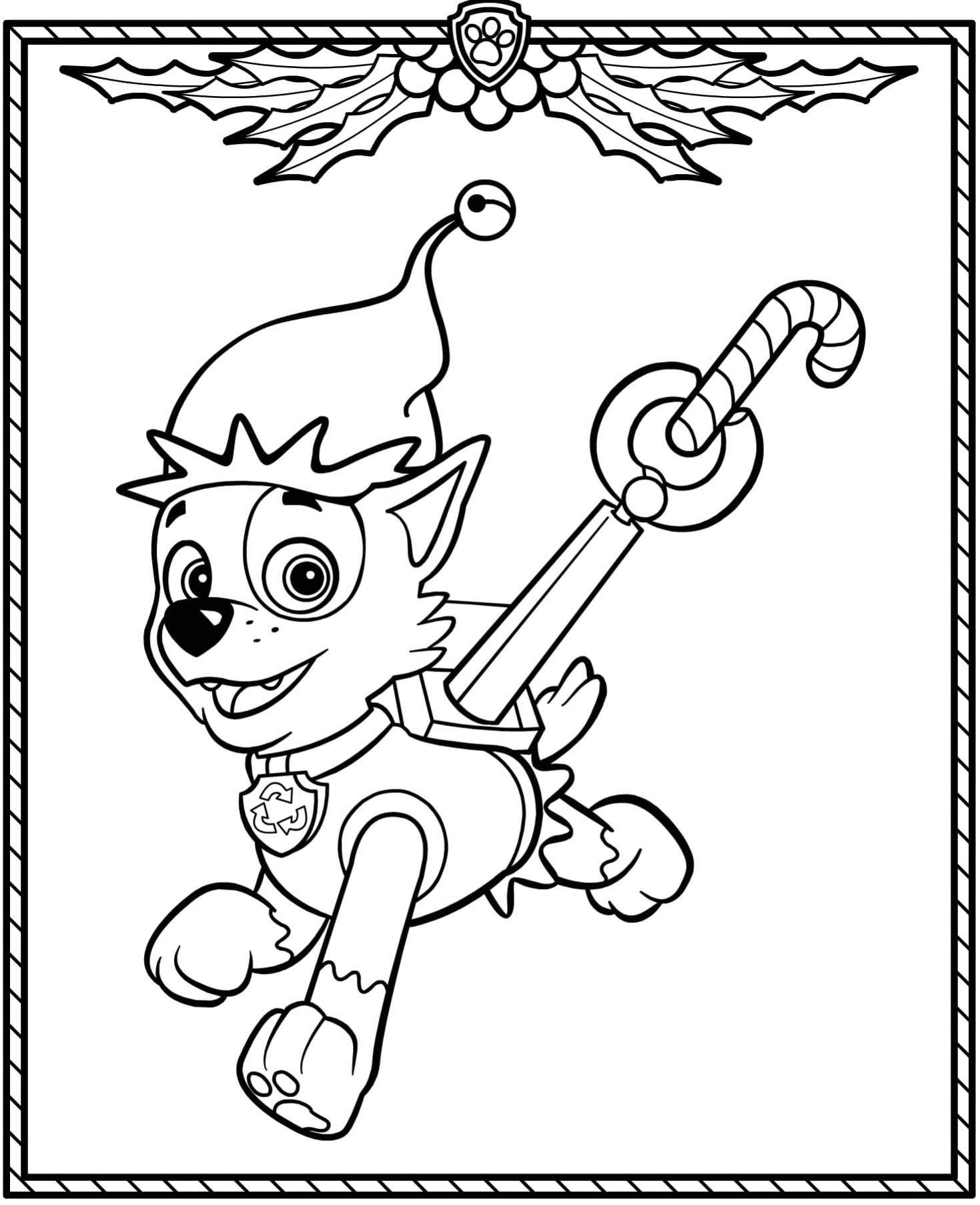 Paw Patrol Holiday Christmas Rocky Coloring Page