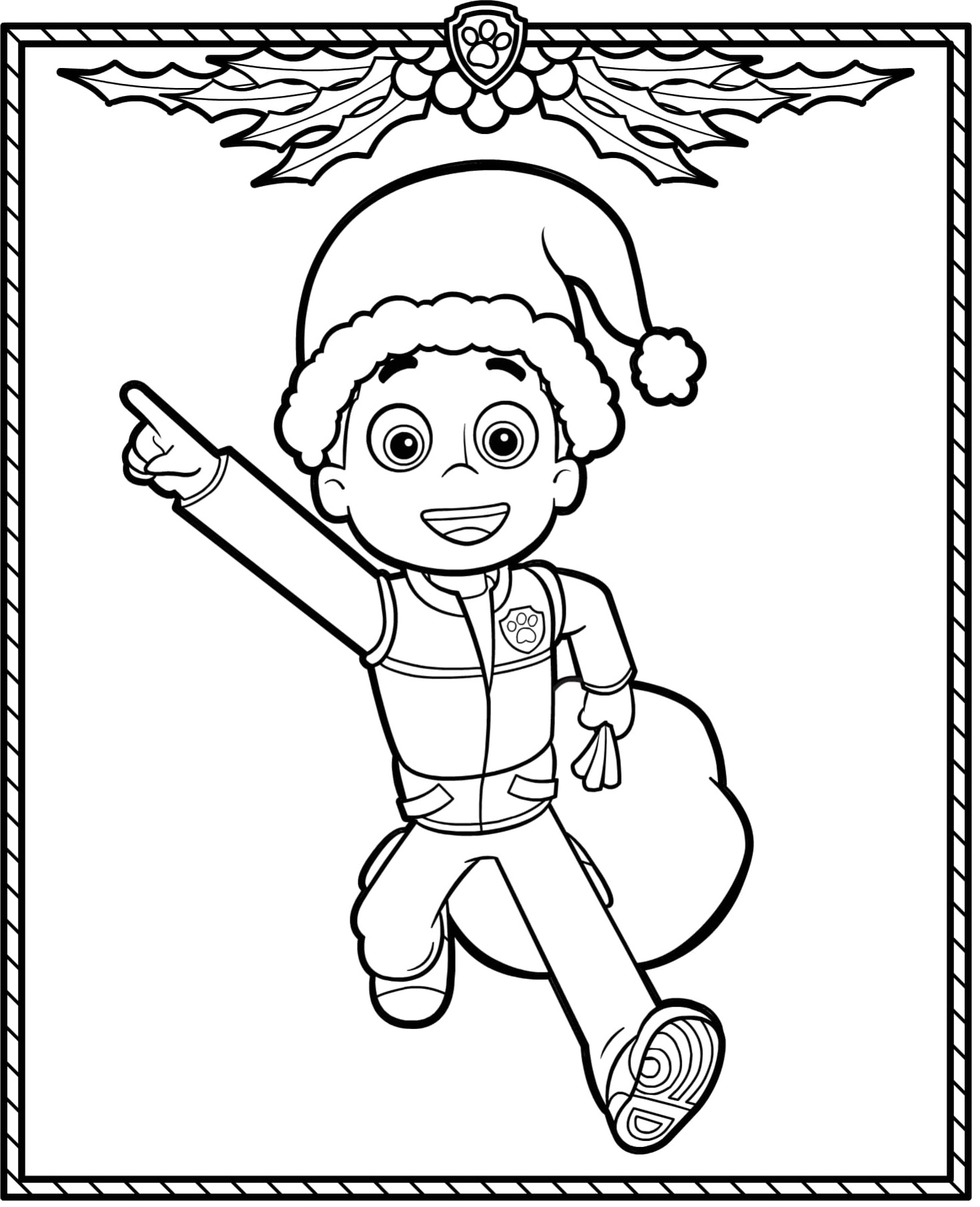 Paw Patrol Holiday Christmas Ryder Coloring Page