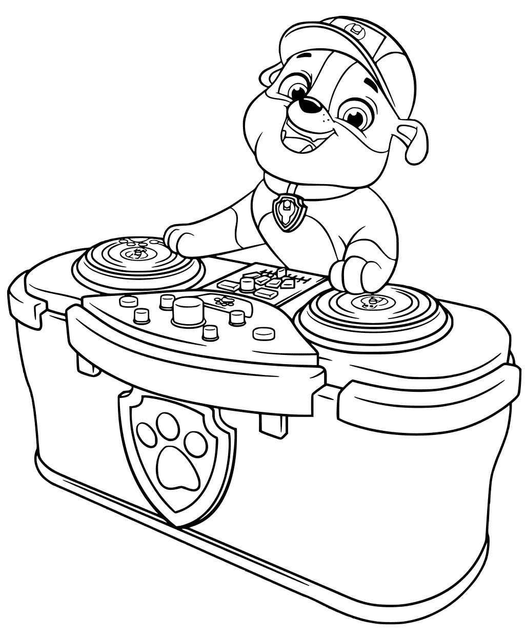 Paw Patrol Lets Play DJ Rubble Coloring Page