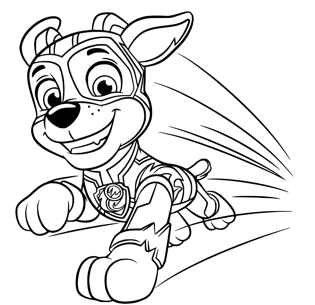 Paw Patrol Mighty Pups Chase Coloring Page