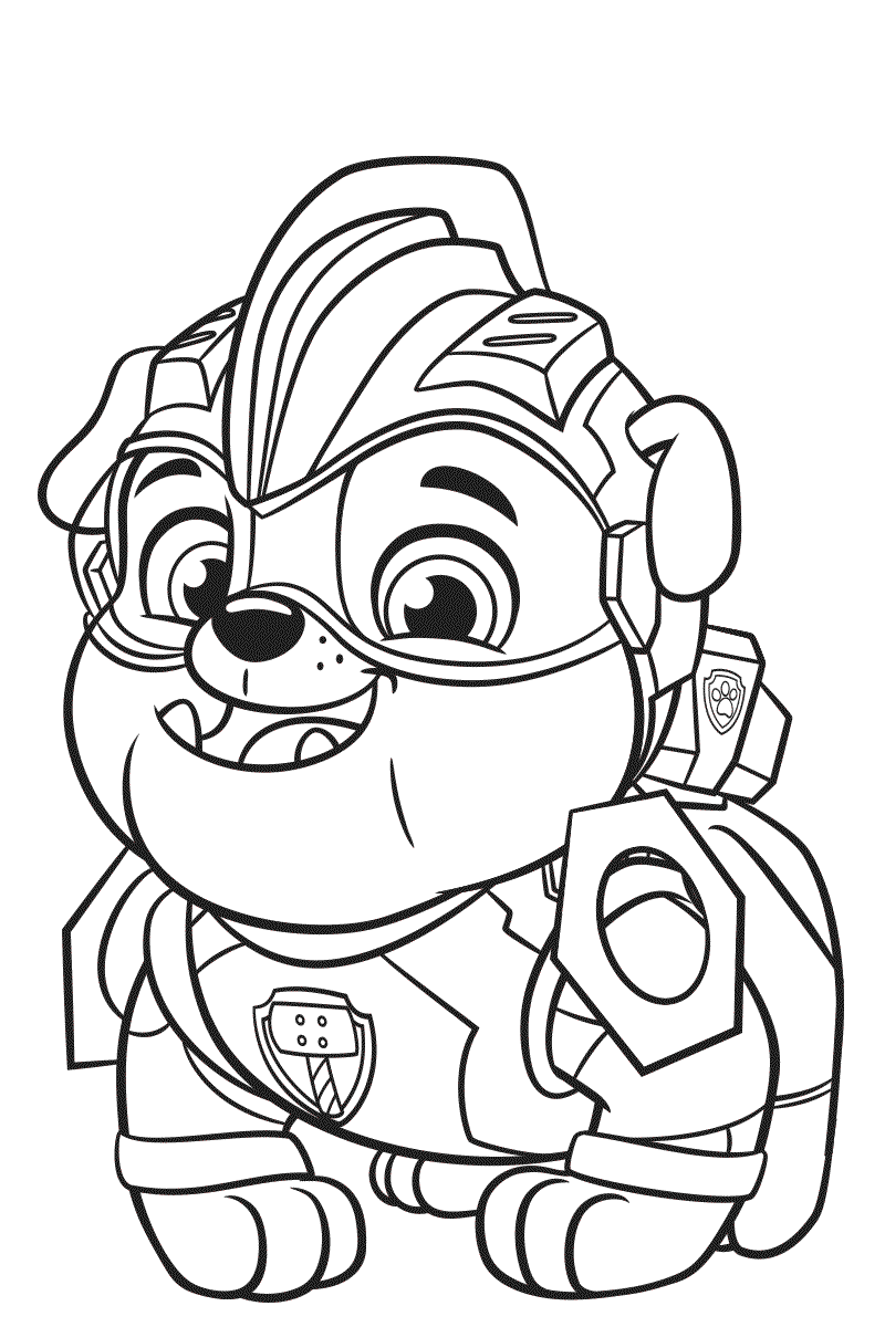 Paw Patrol Mighty Pups Rubble Coloring Page