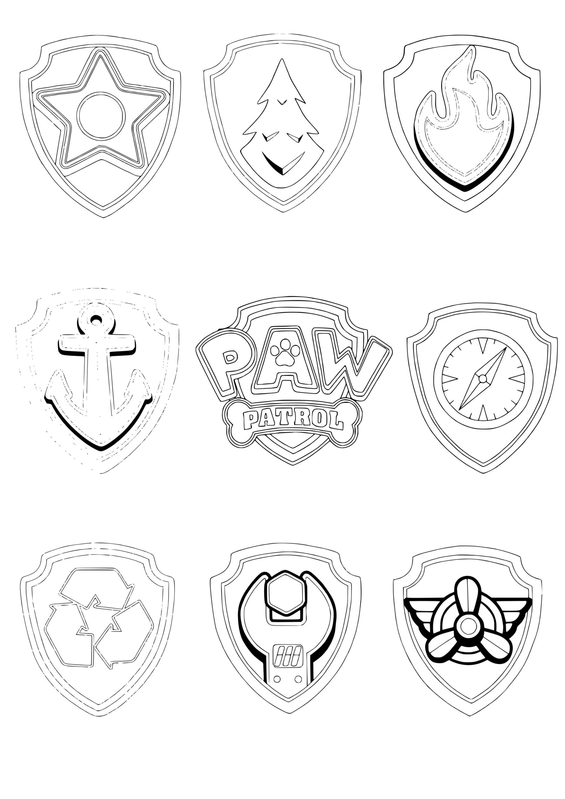 Paw Patrol Pups Tags Badges Coloring Page