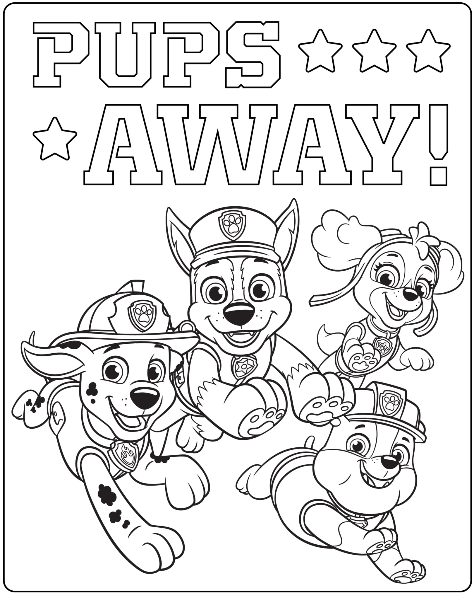 Paw Patrol Ultimate Rescue Pups Away Coloring Page