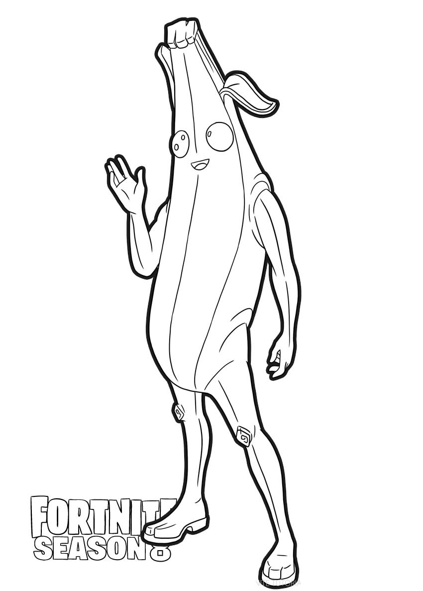 Peely Skin From Fortnite Season 8 Coloring Page