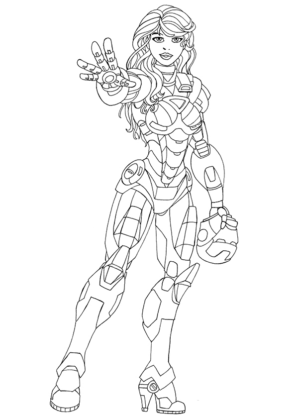 Pepper Potts A4 Avengers Marvel Coloring Page