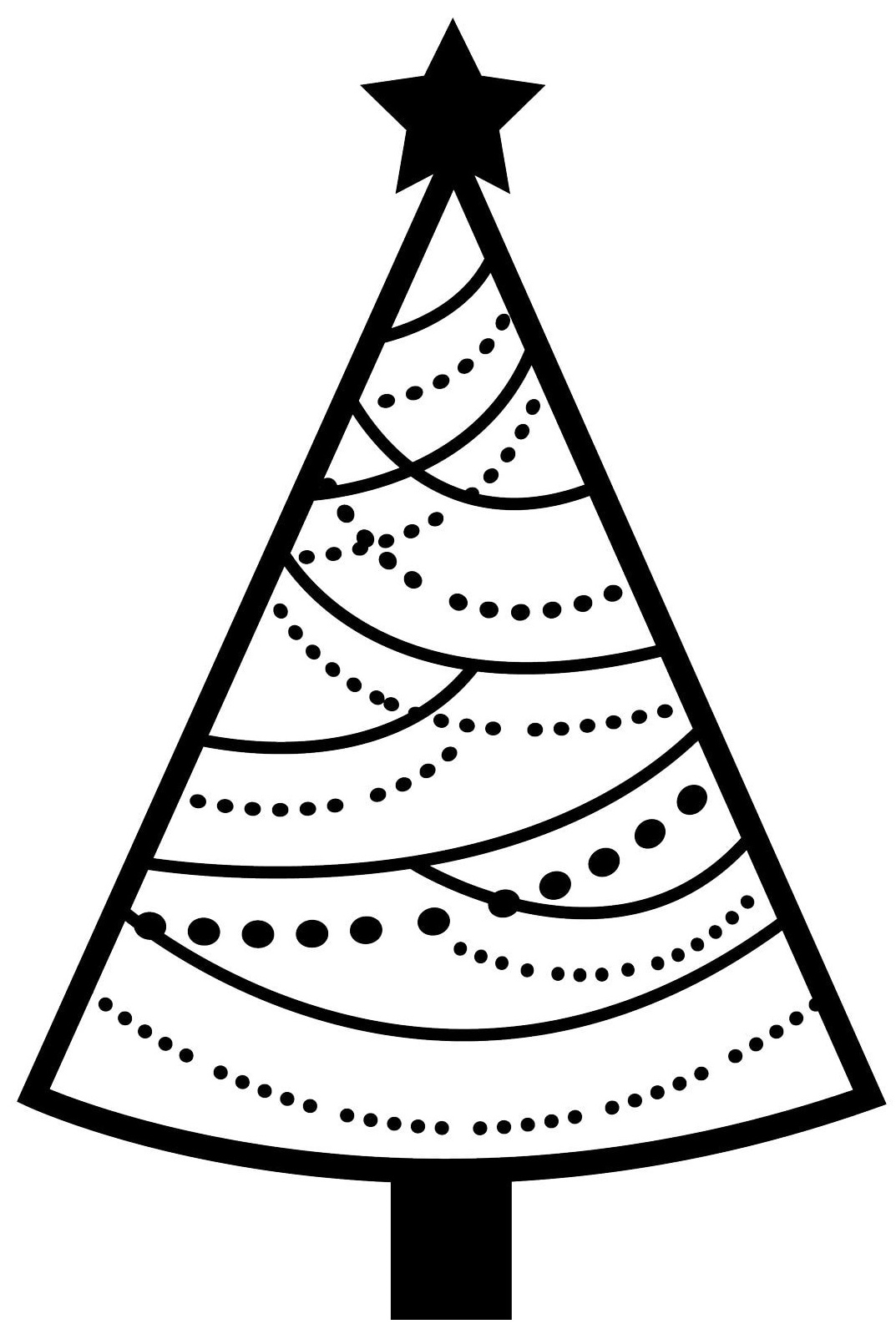 Pretty And Simple Christmas Tree With Garlands Coloring Page