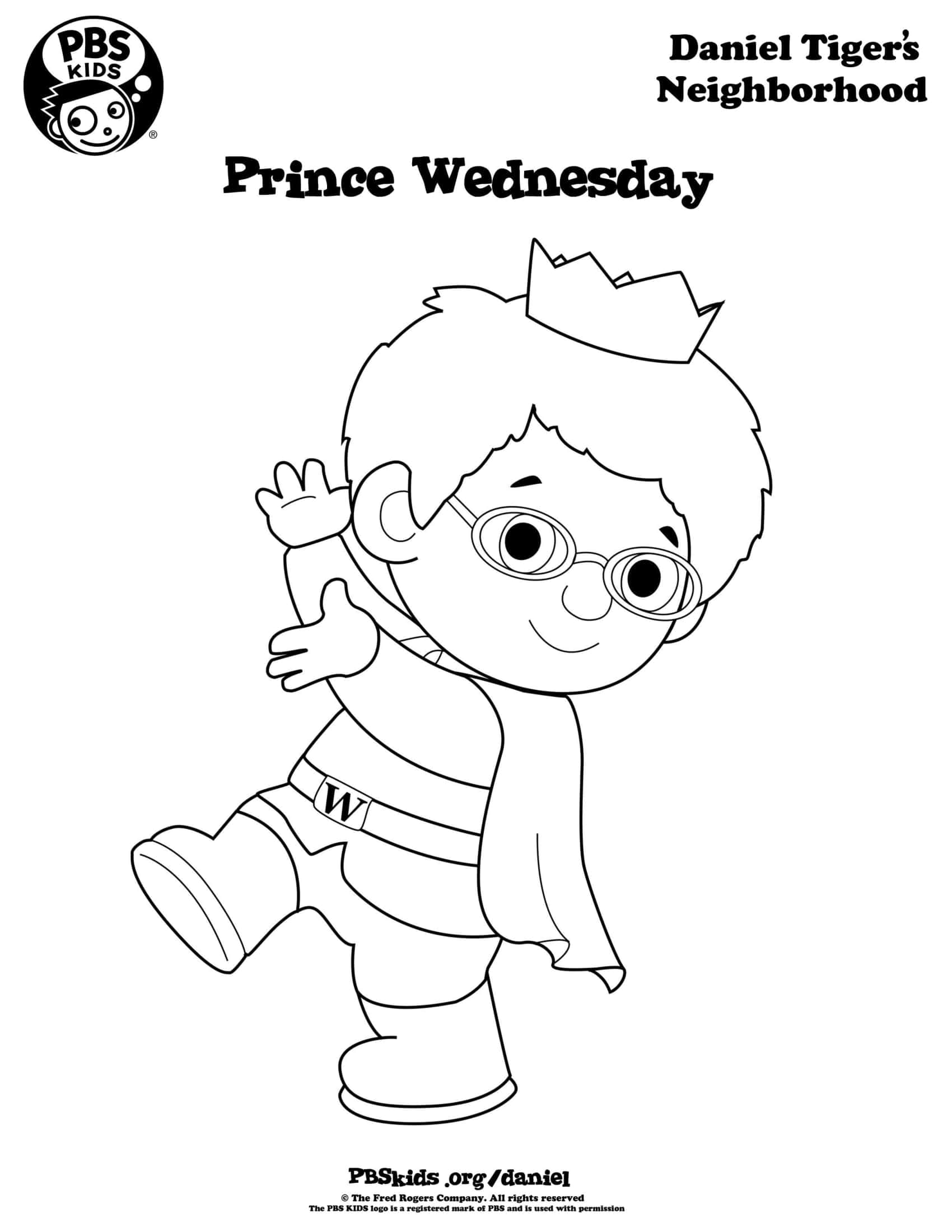 Prince Wednesday Daniel Tiger Min Coloring Page