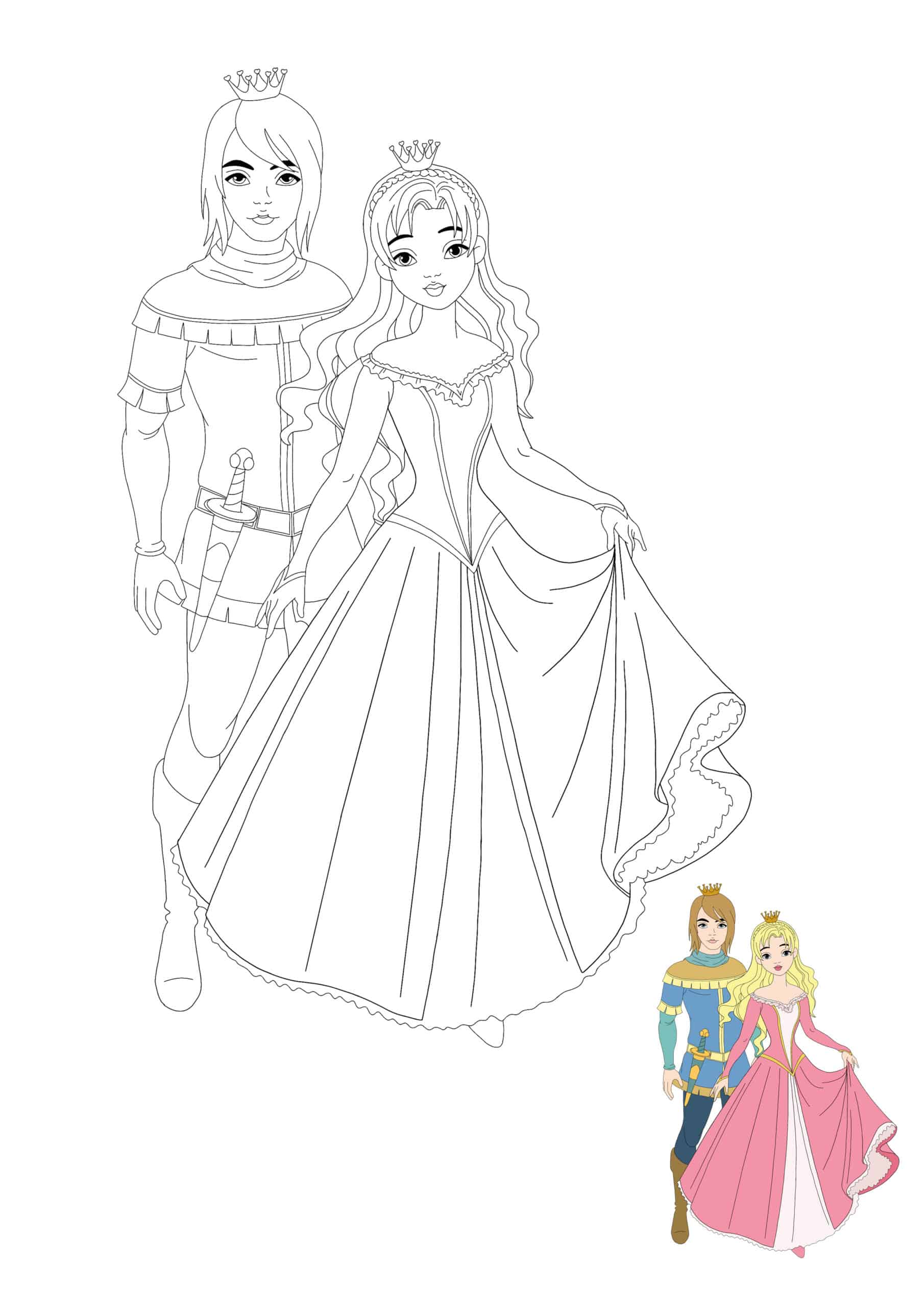 Prince And Princess Coloring Page