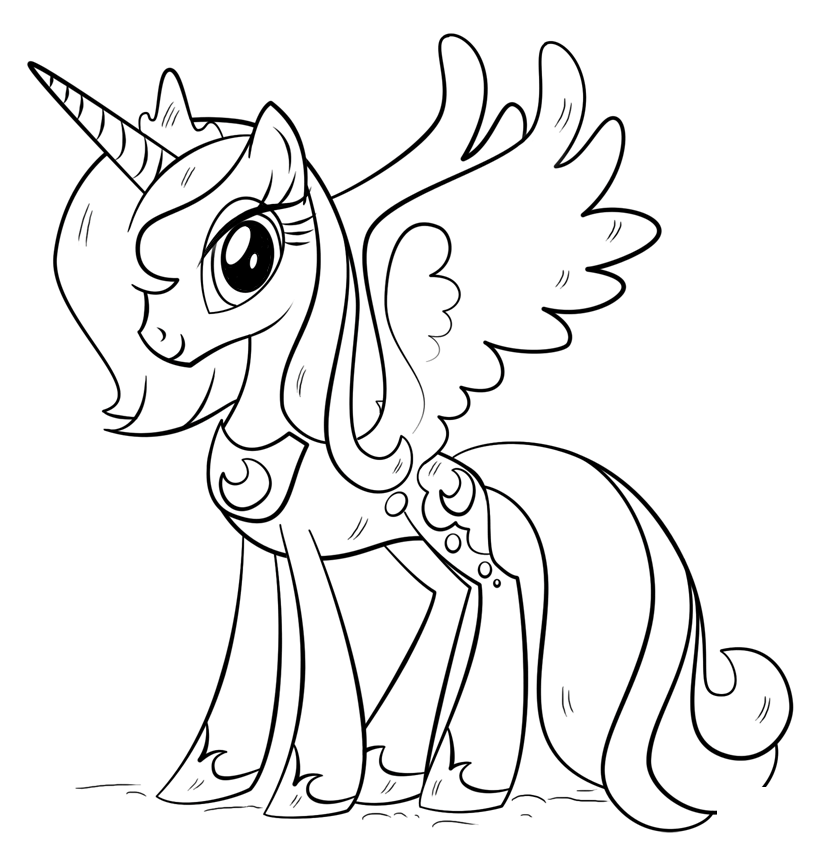 Princess My Little Pony Pegasus Unicorn Coloring Page