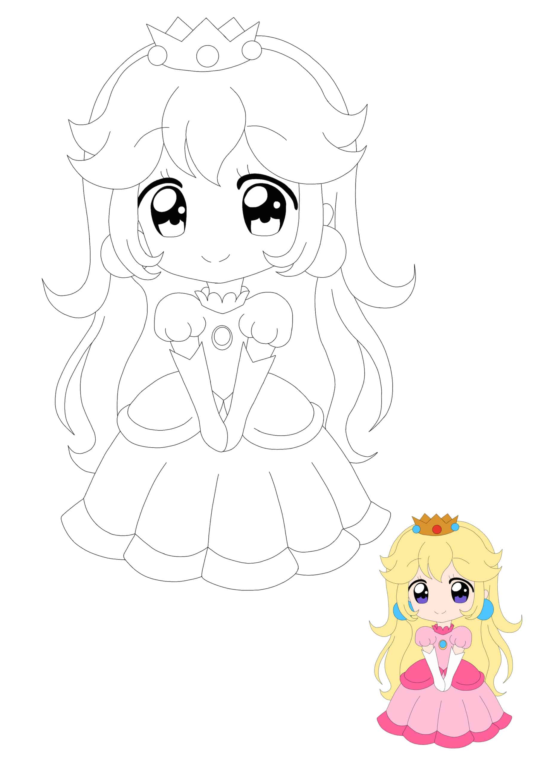 Princess Peach Anime Coloring Page