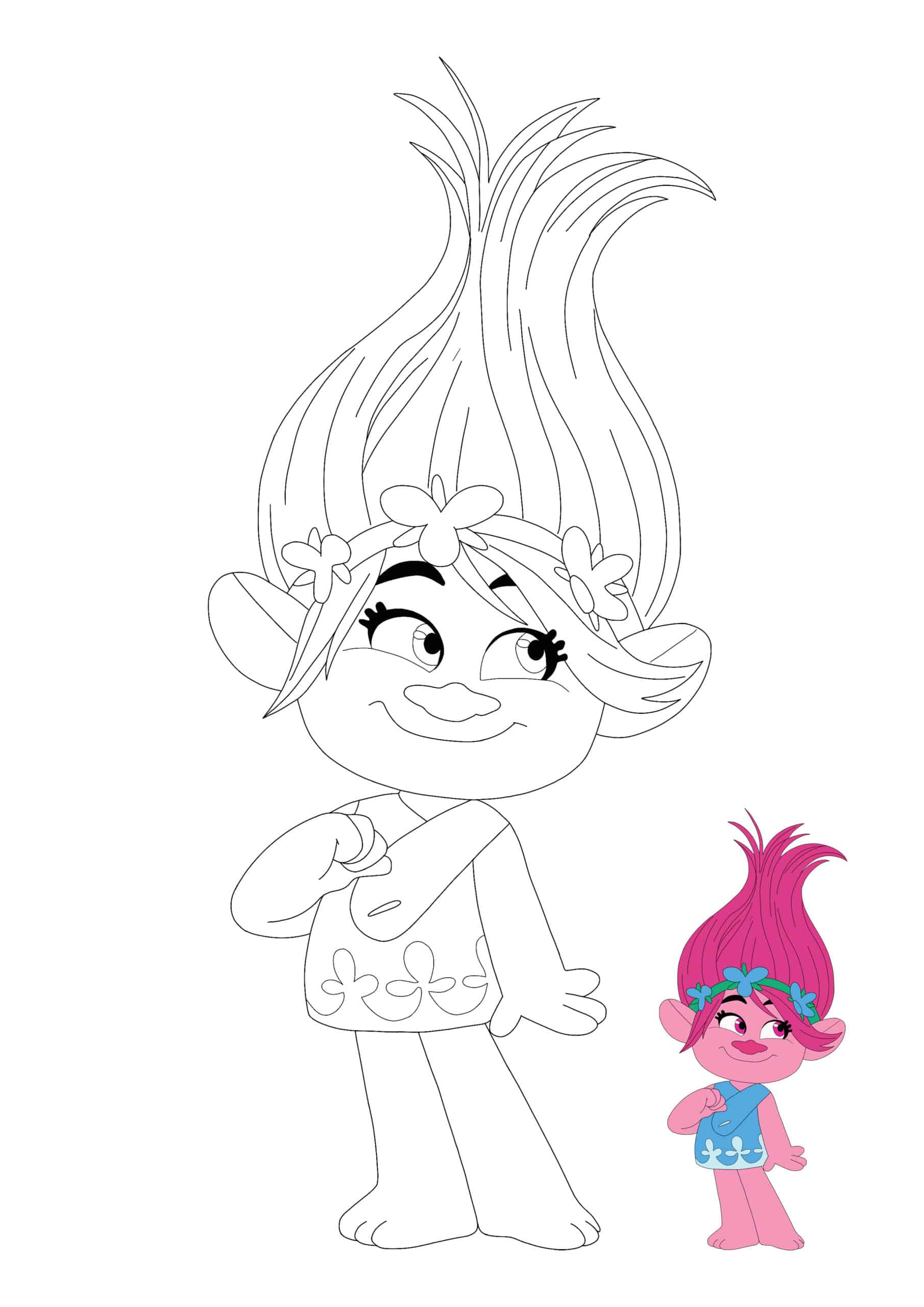 Princess Poppy From Trolls Coloring Page