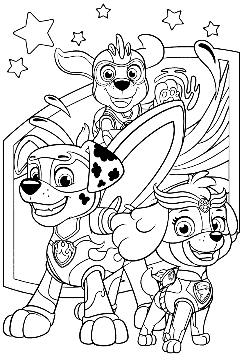 Print PAW Patrol Mighty Pups Coloring Page