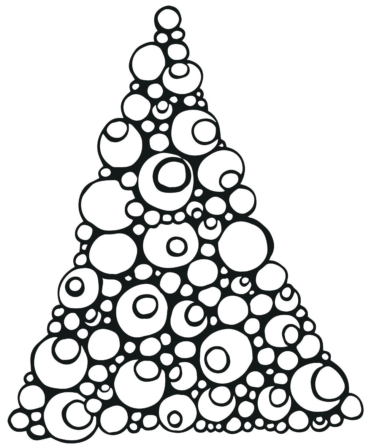 Printable Christmas Tree Made Of Circles Coloring Page