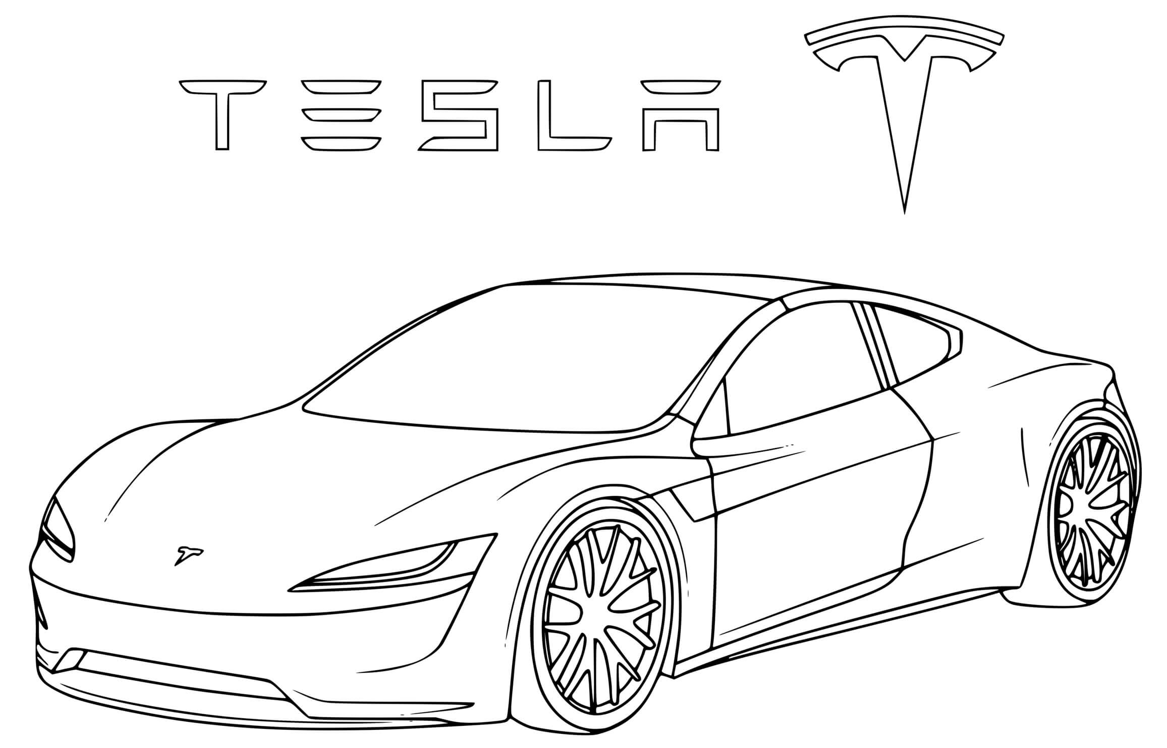 Roadster 2 Tesla Coloring Page