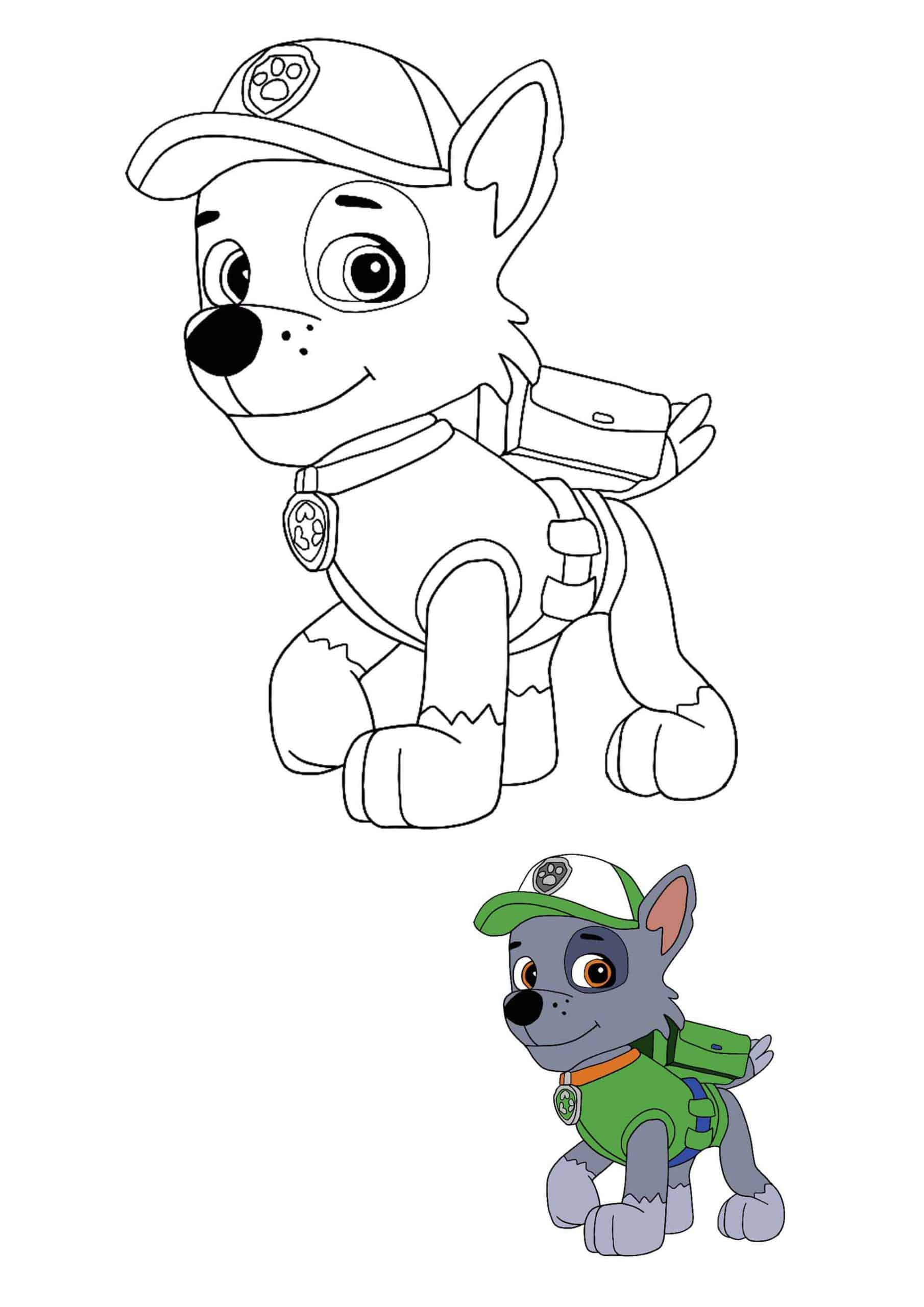 Rocky Recycling Pup And His Main Color Is Green Coloring Page