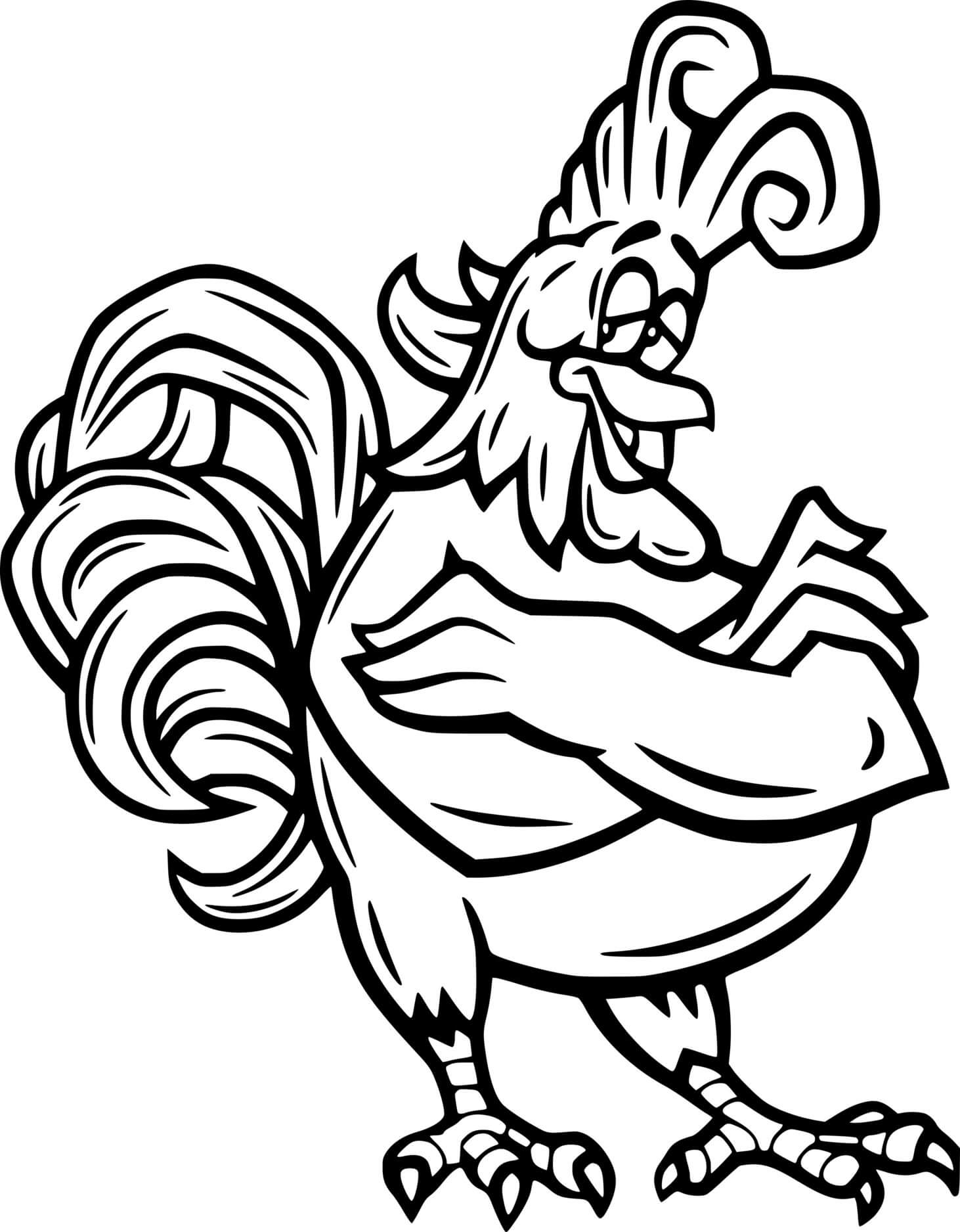 Rooster Crosses Arms Over His Chest Coloring Page