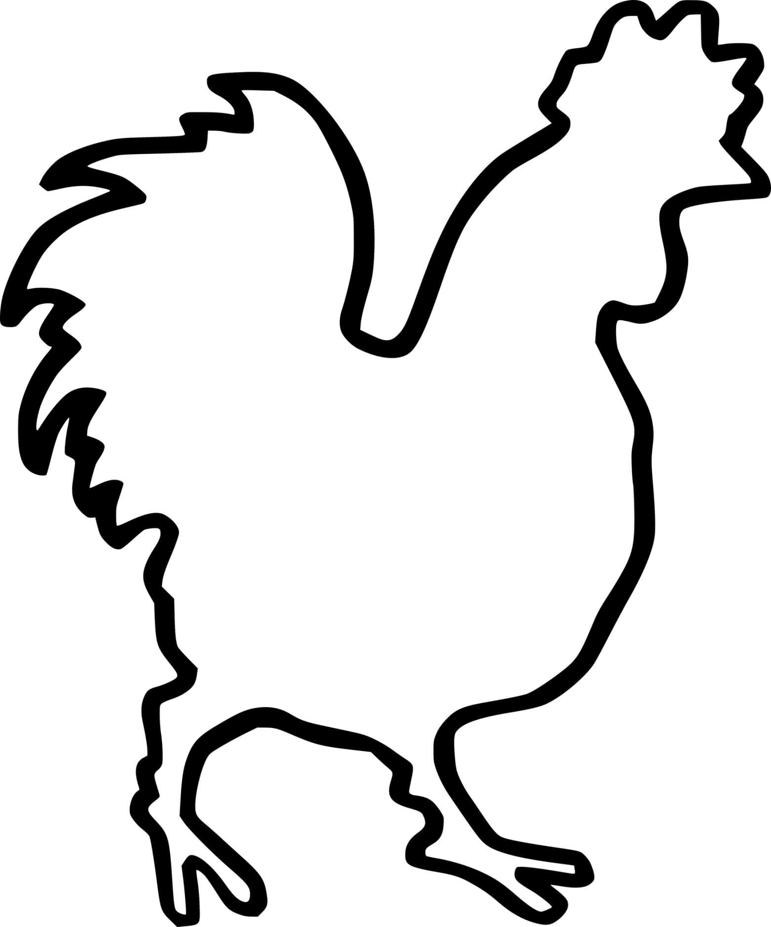 Rooster Outline Coloring Page