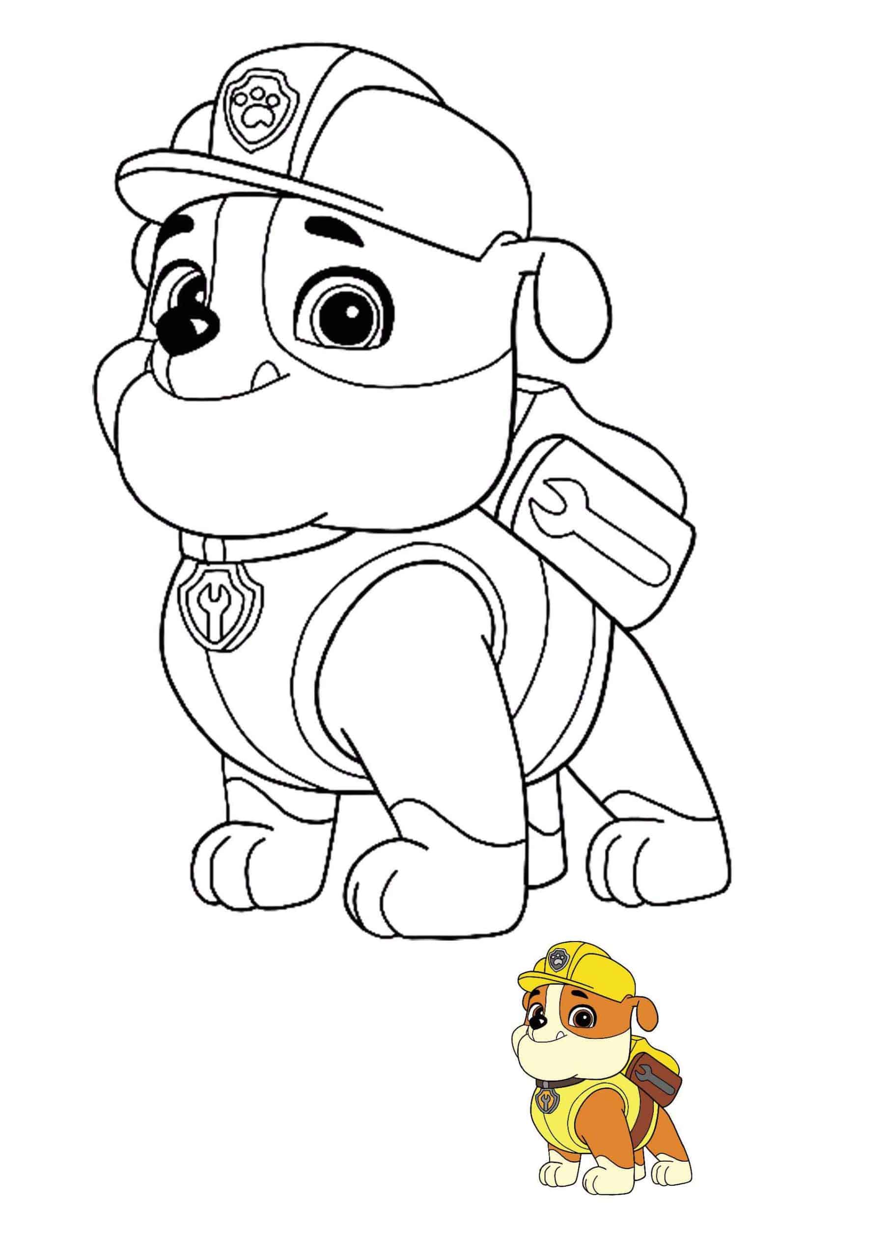 Rubble The Youngest Member Of The Paw Patrol Coloring Page