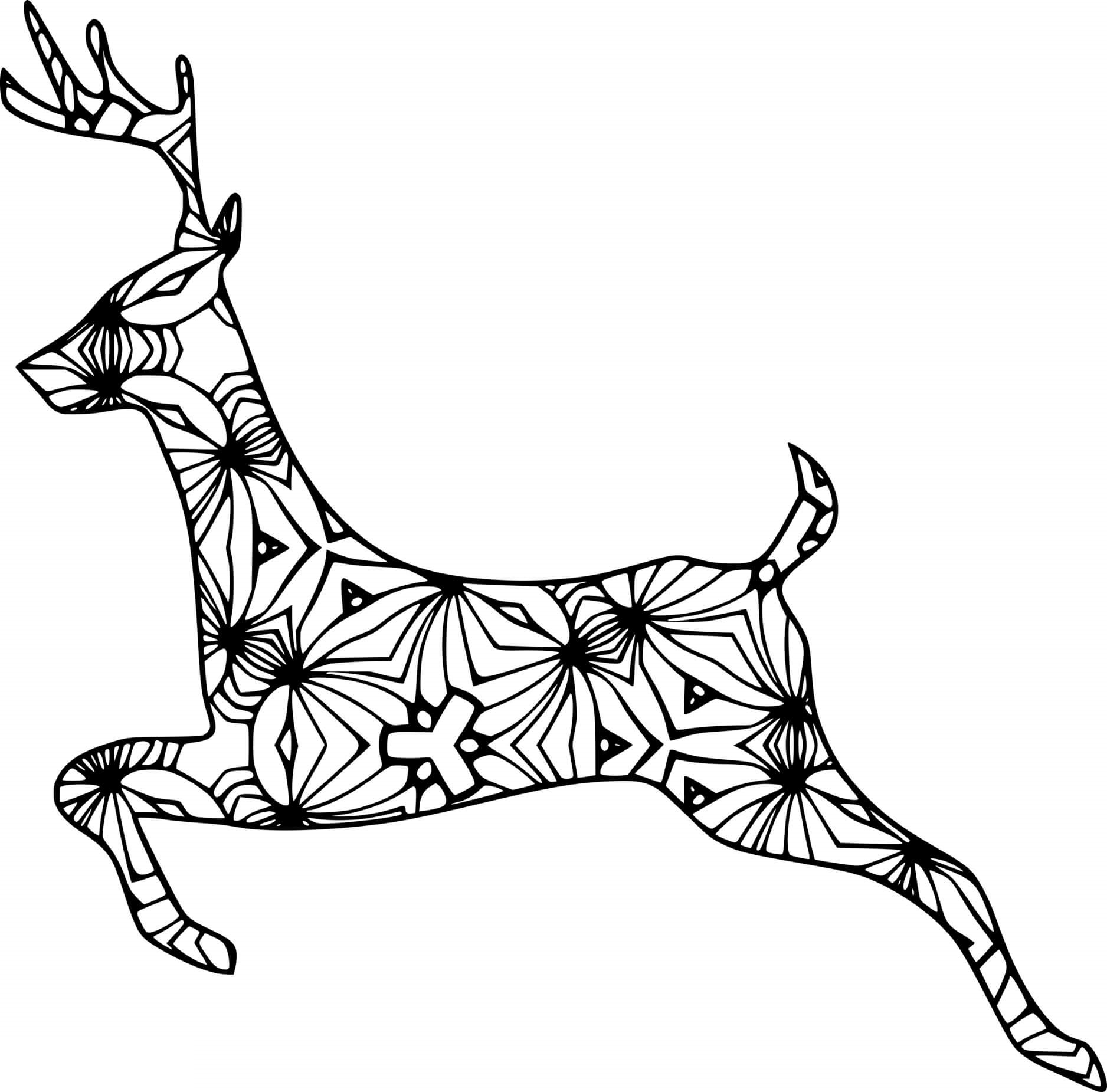 Running Deer Art Coloring Page