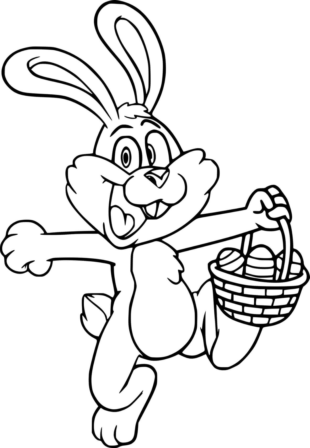 Running Easter Bunny Coloring Page