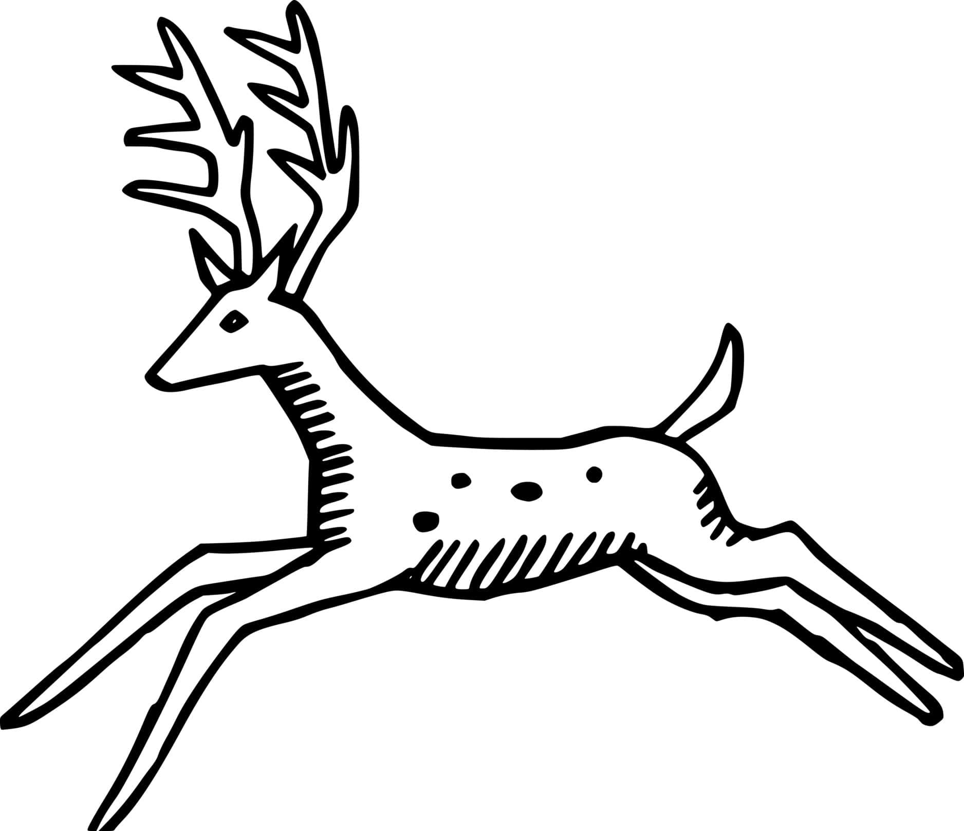 Running Spotted Deer Coloring Page