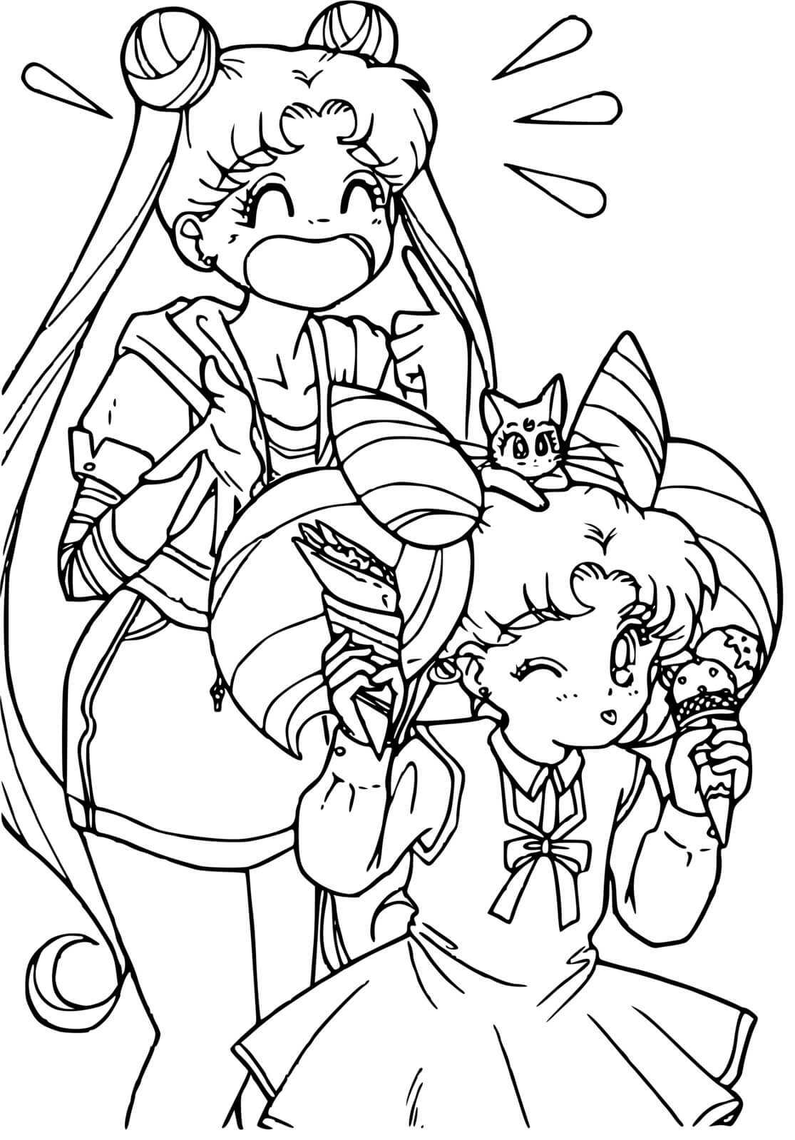 Sailor Moon Characters Coloring Page