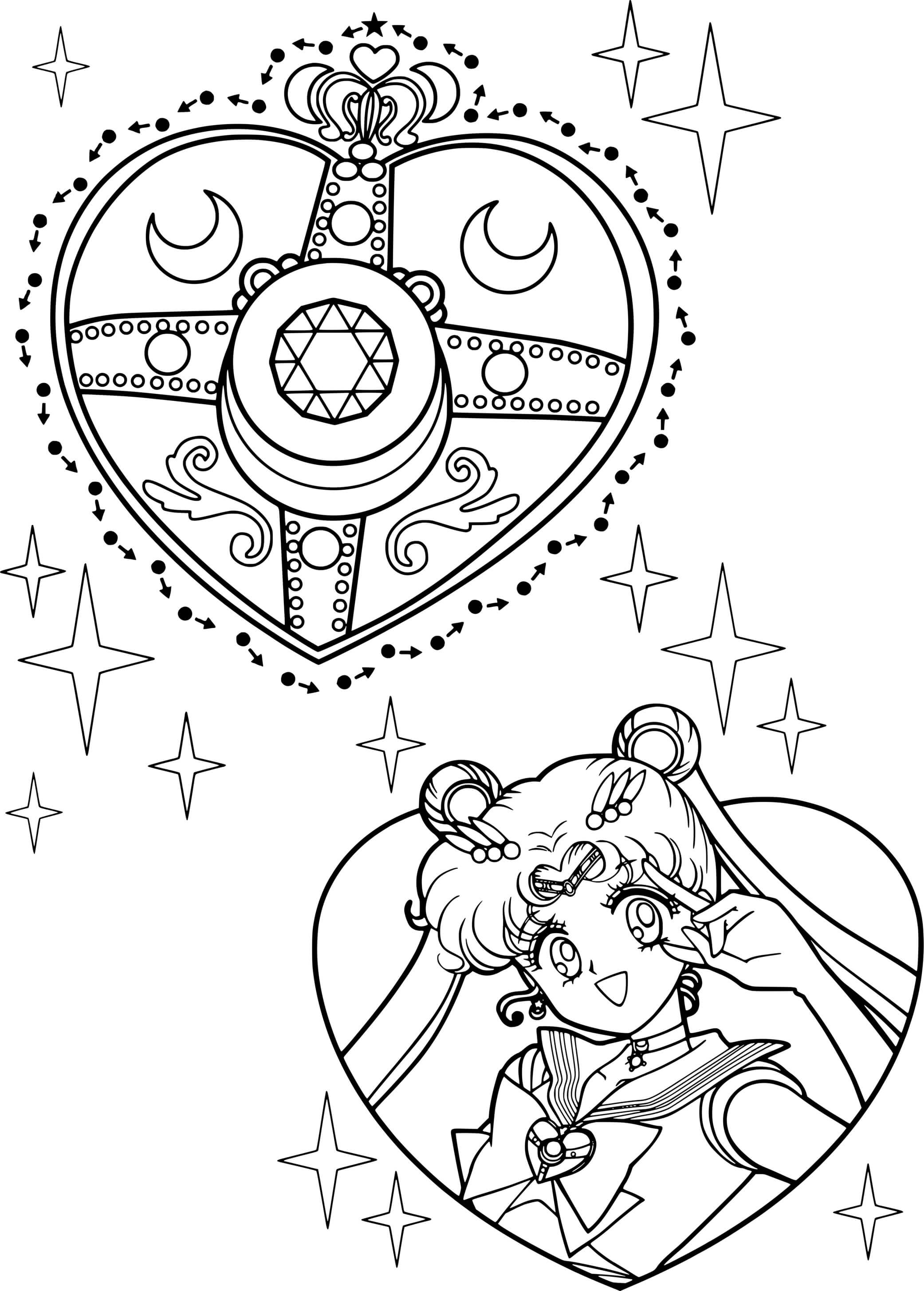 Sailor Moon Hearts Coloring Page