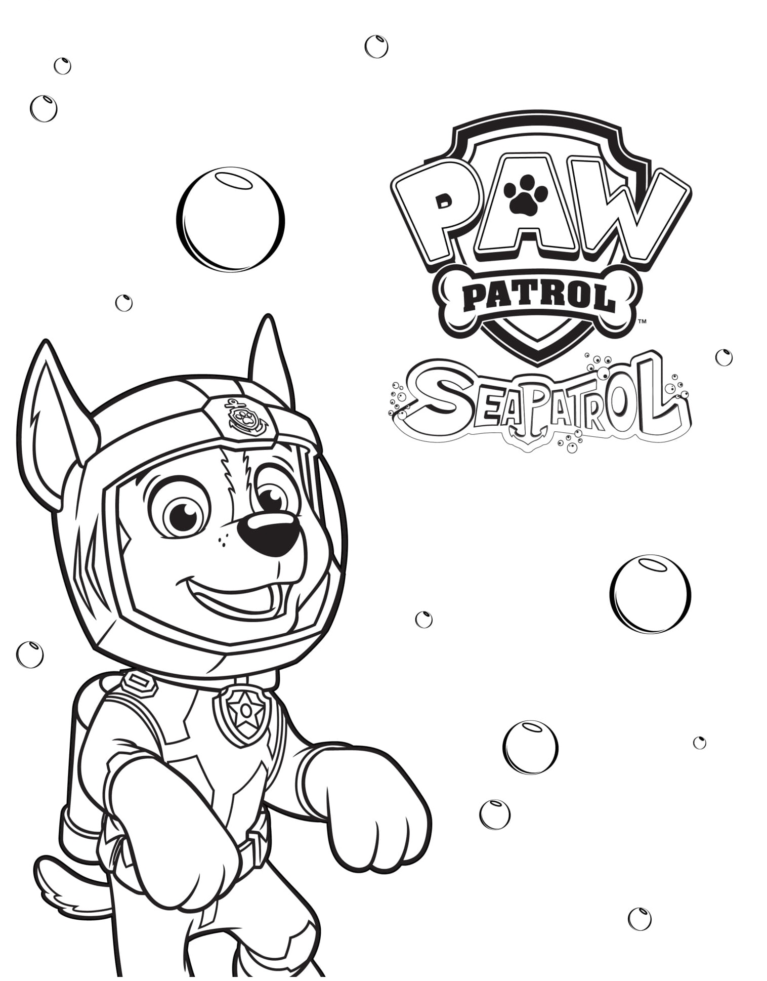 Sea Patrol With Chase Paw Coloring Page