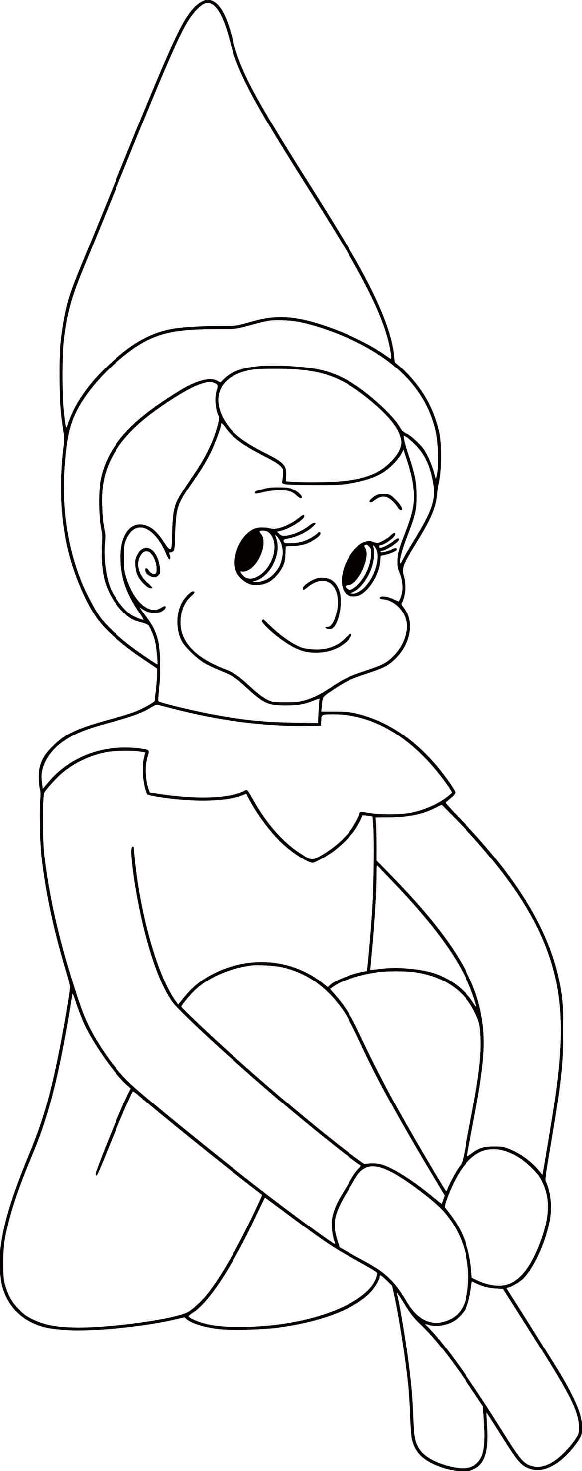 Shy Elf On The Shelf Coloring Page