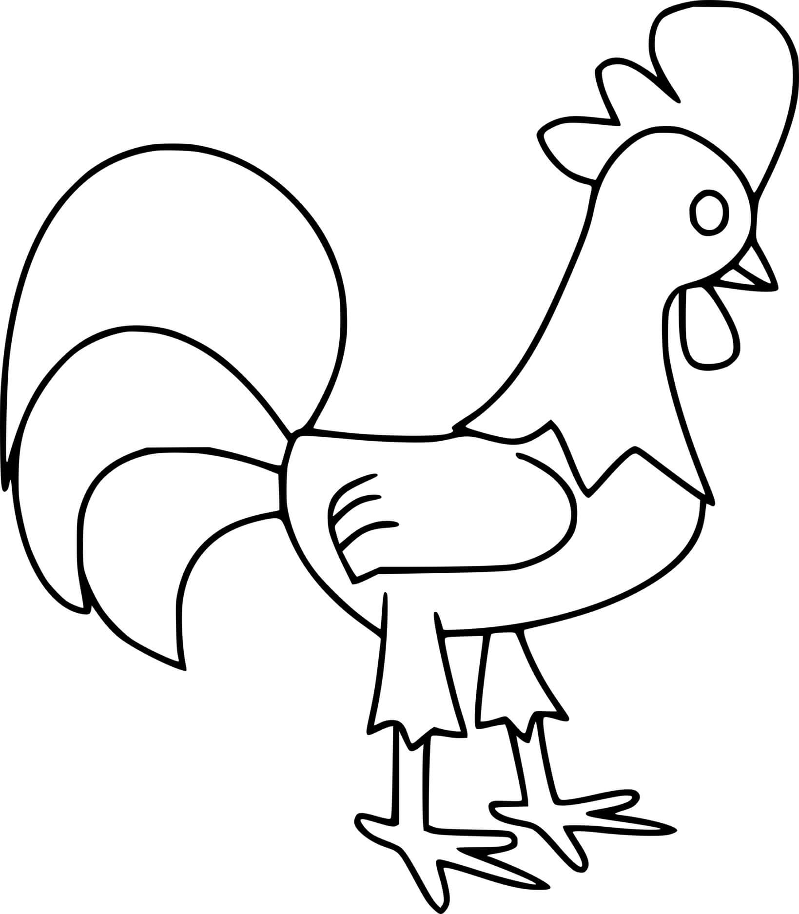 Simple Cartoon Rooster Coloring Page