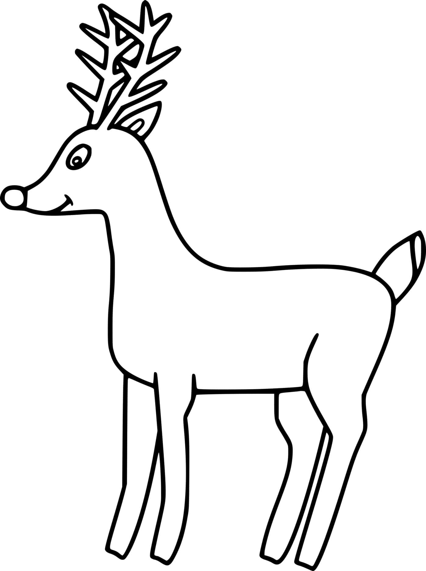 Simple Cute Deer Coloring Page
