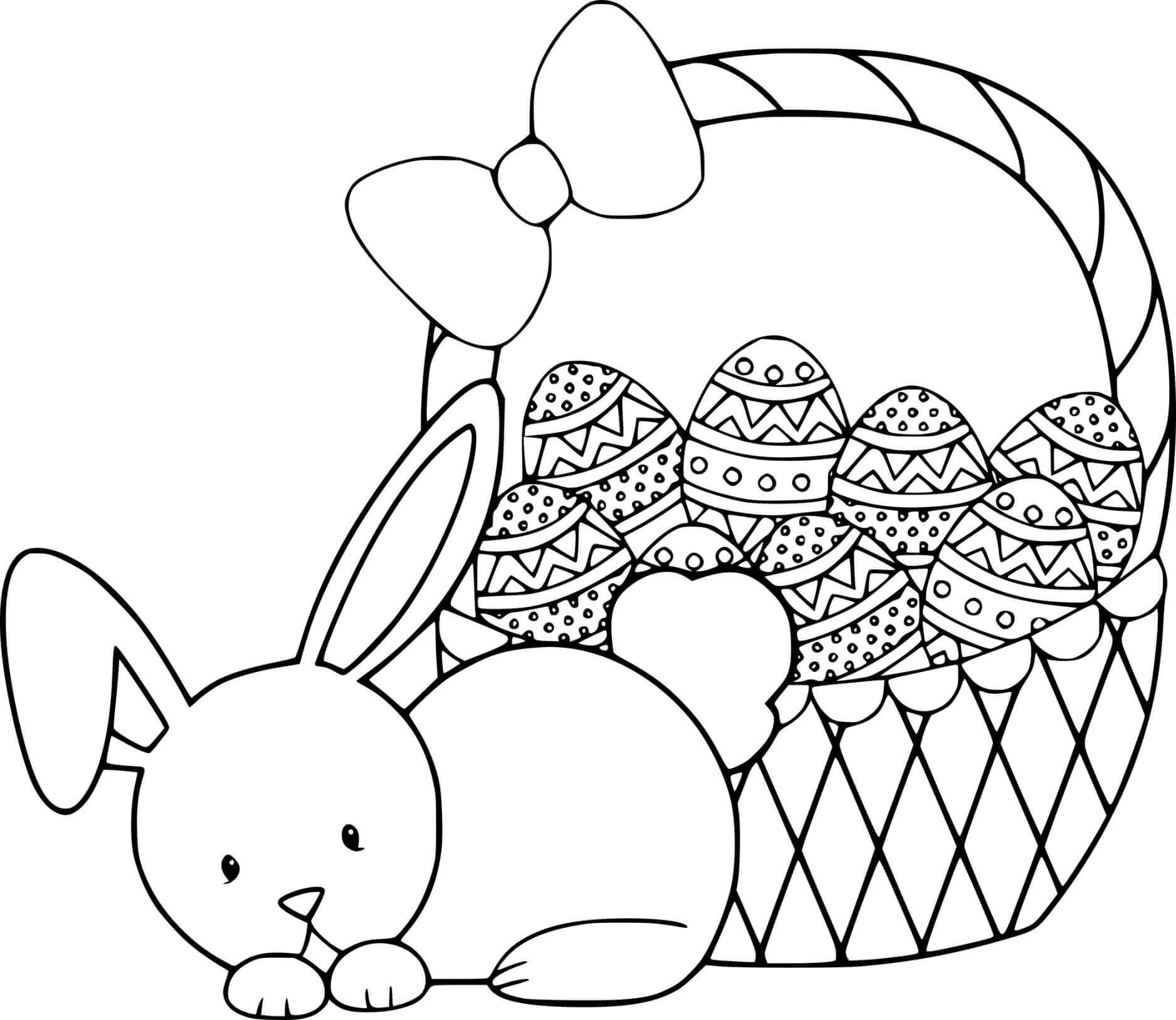 Simple Easter Bunny And Eight Eggs