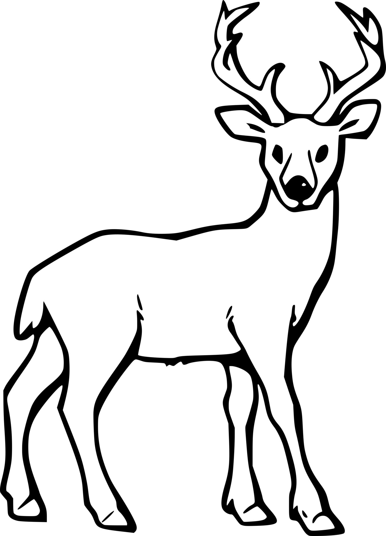 Simple Realistic Deer Coloring Page