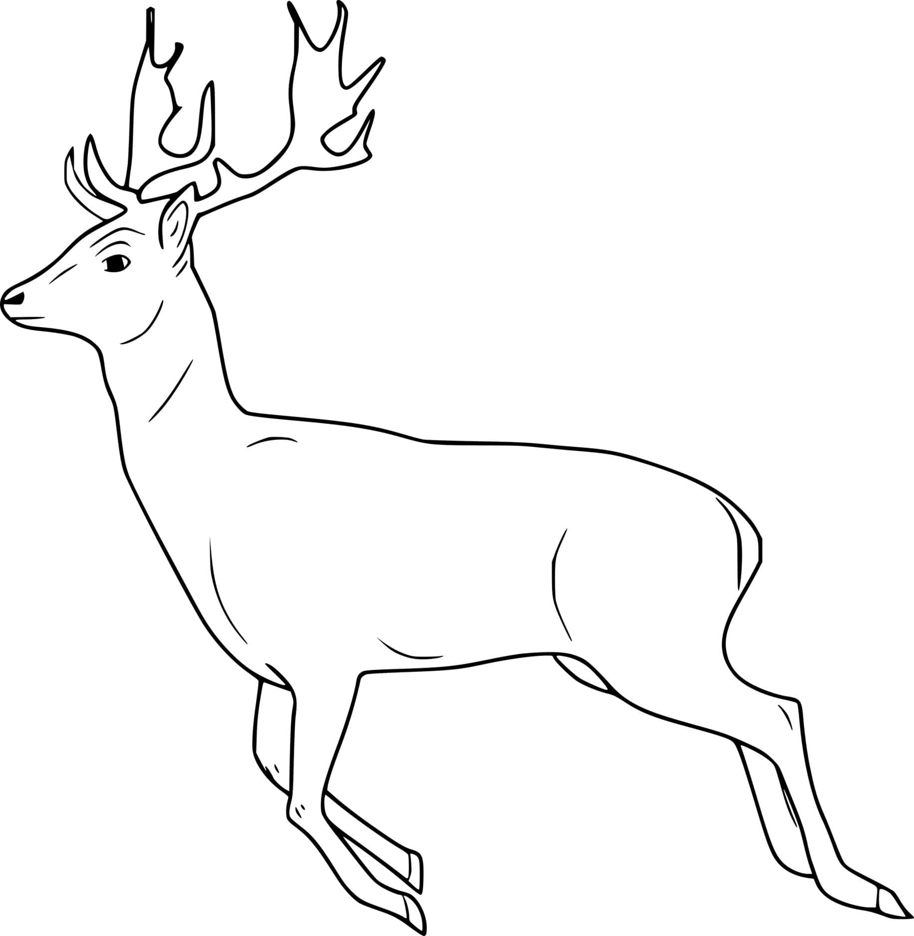 Simple Running Deer Coloring Page