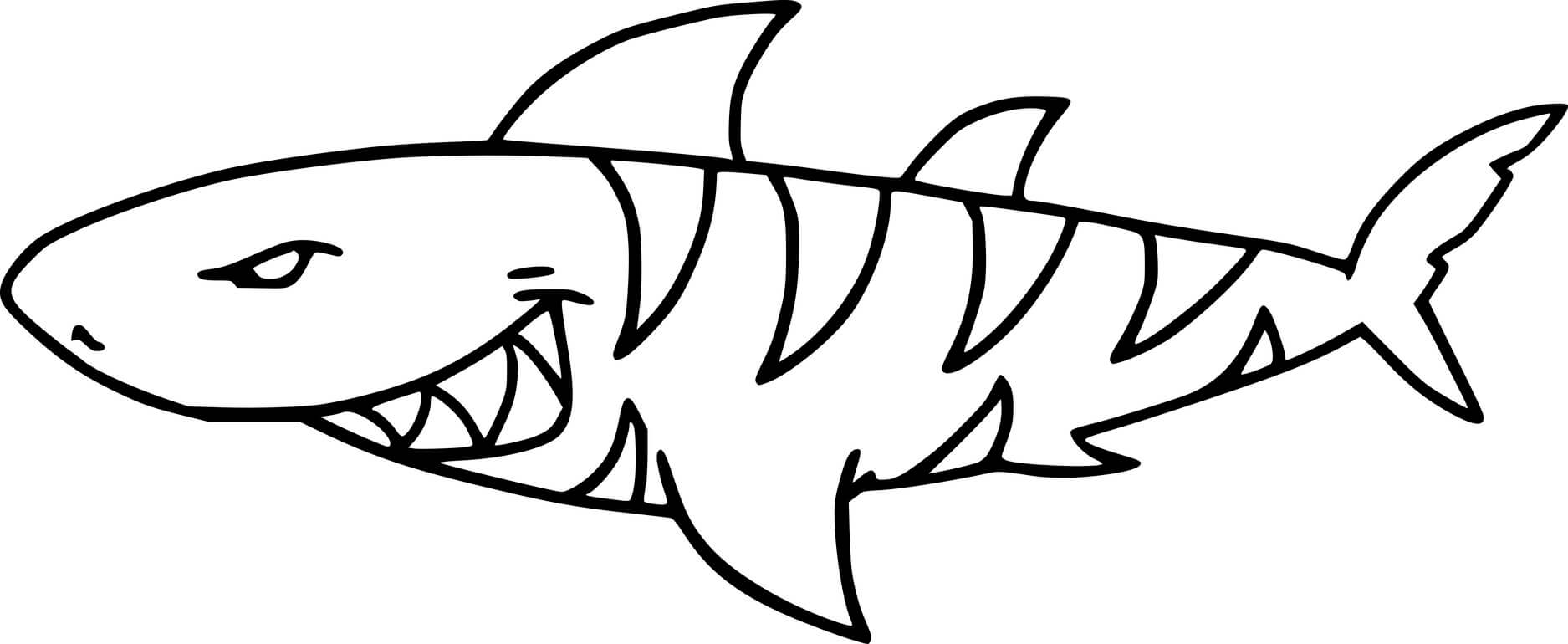 Simple Tiger Shark Coloring Page