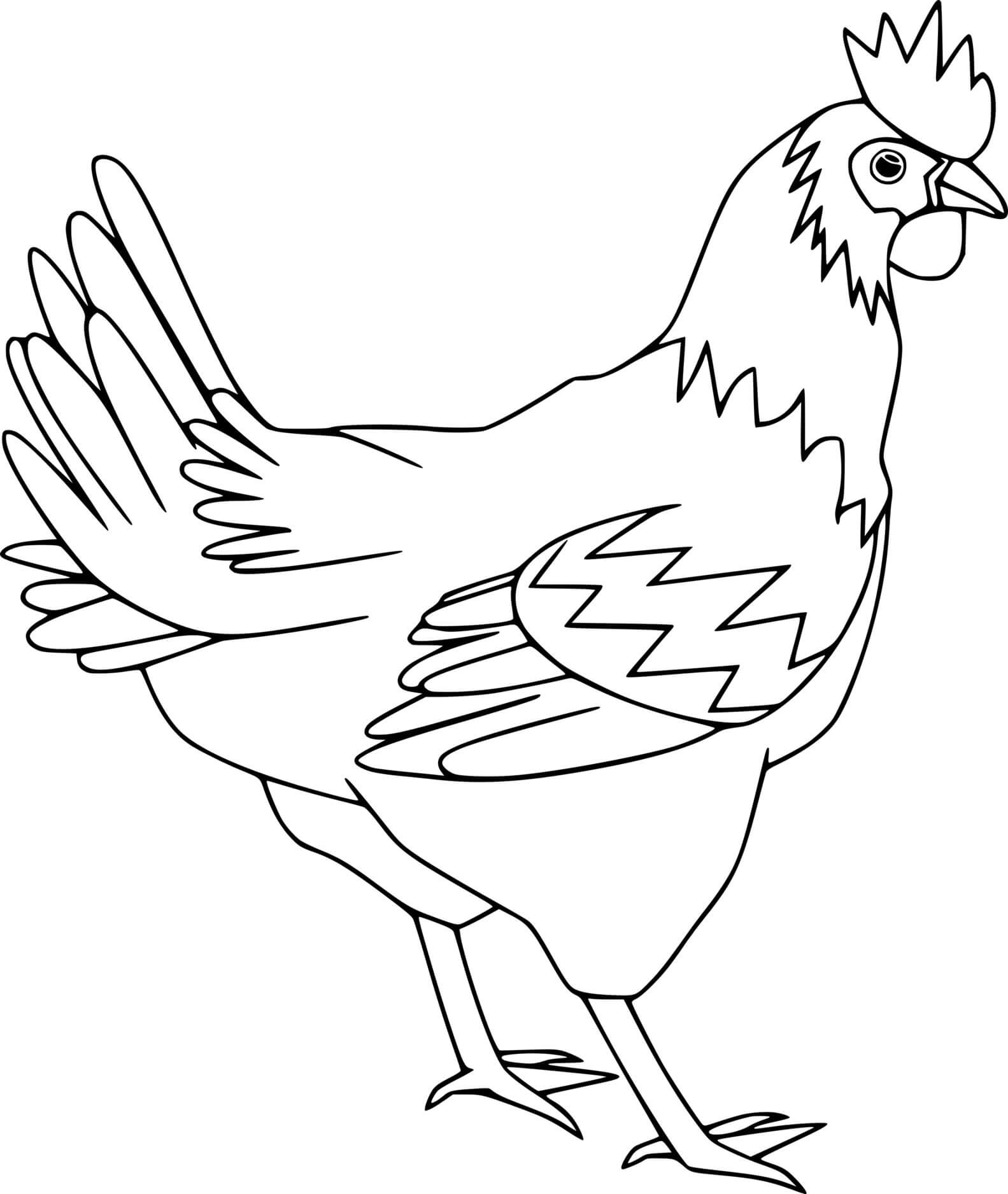 Simple Walking Chicken Coloring Page