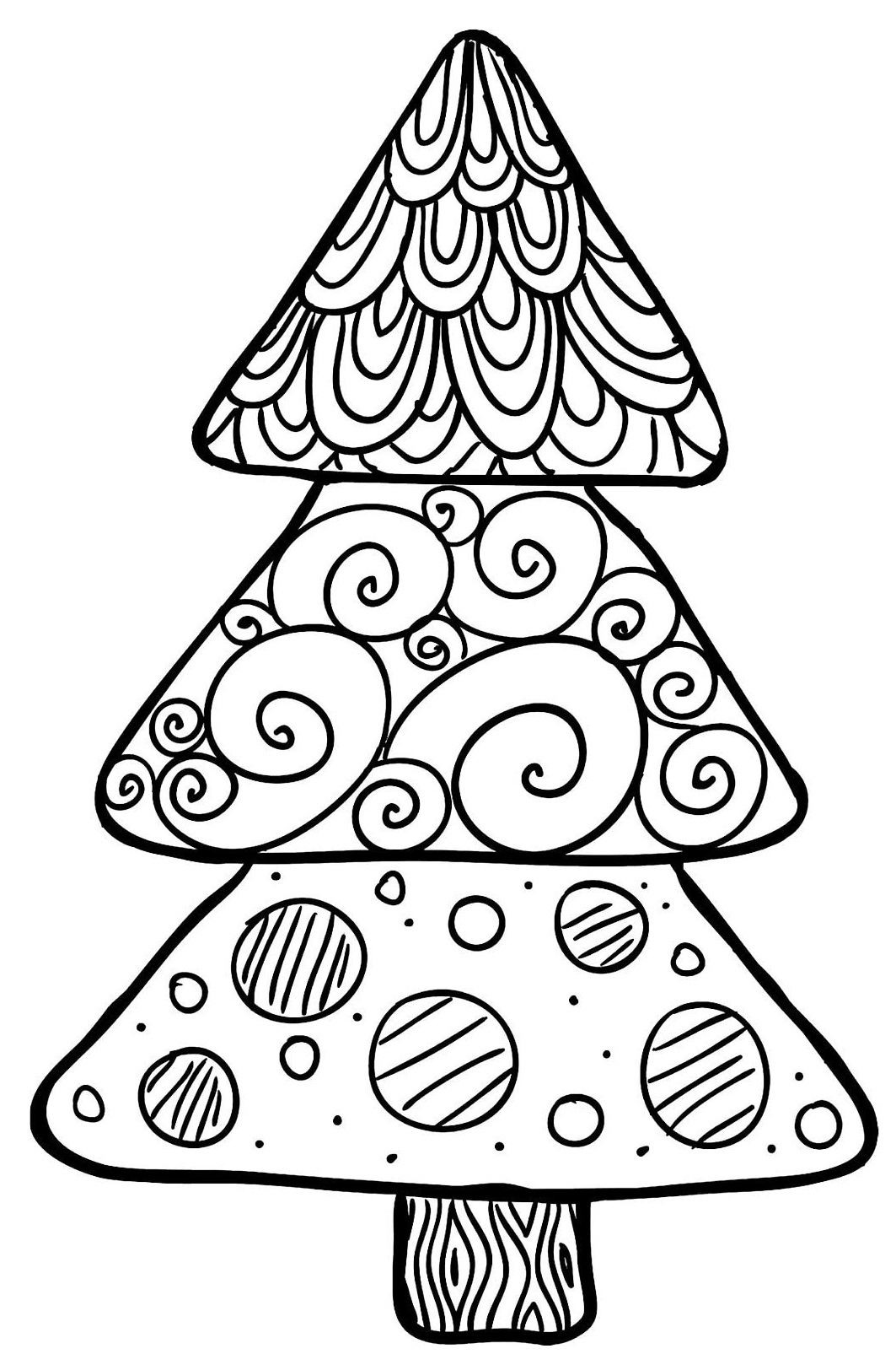 Simple Patterned Xmas Tree Printable Coloring Page
