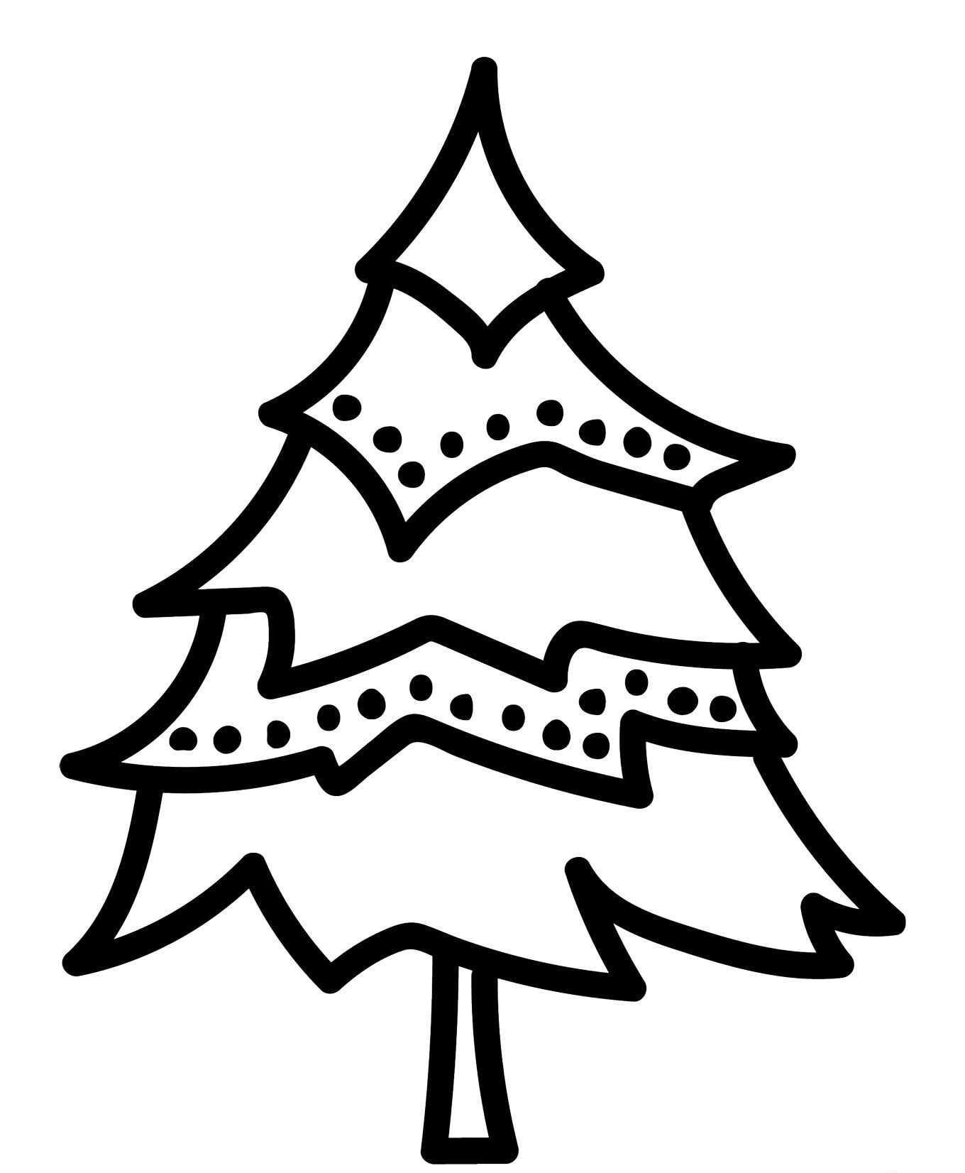Simple To Color Christmas Tree Coloring Page