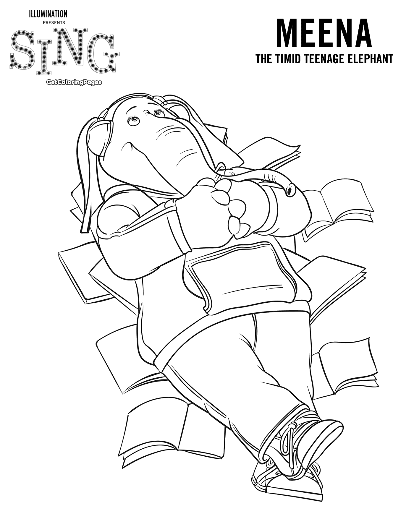 Sing Movie Coloring Pages Elephant Meena