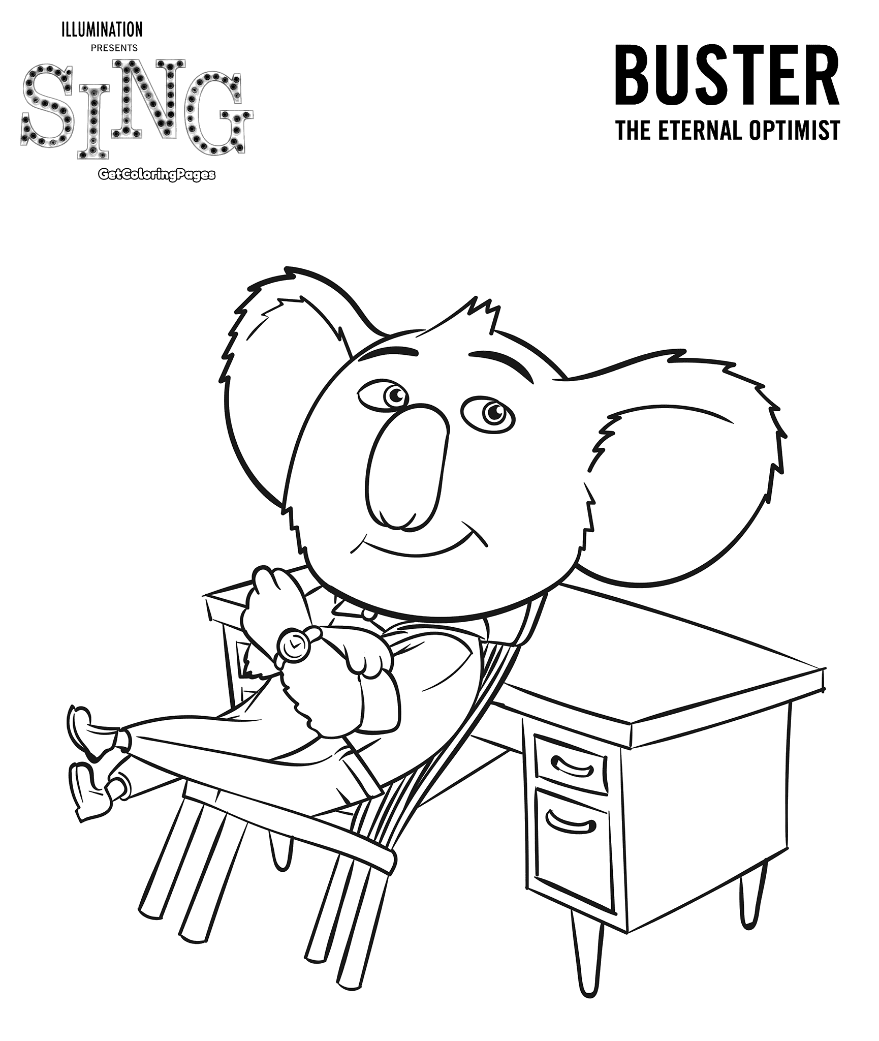 Sing Movie Coloring Pages Koala Buster