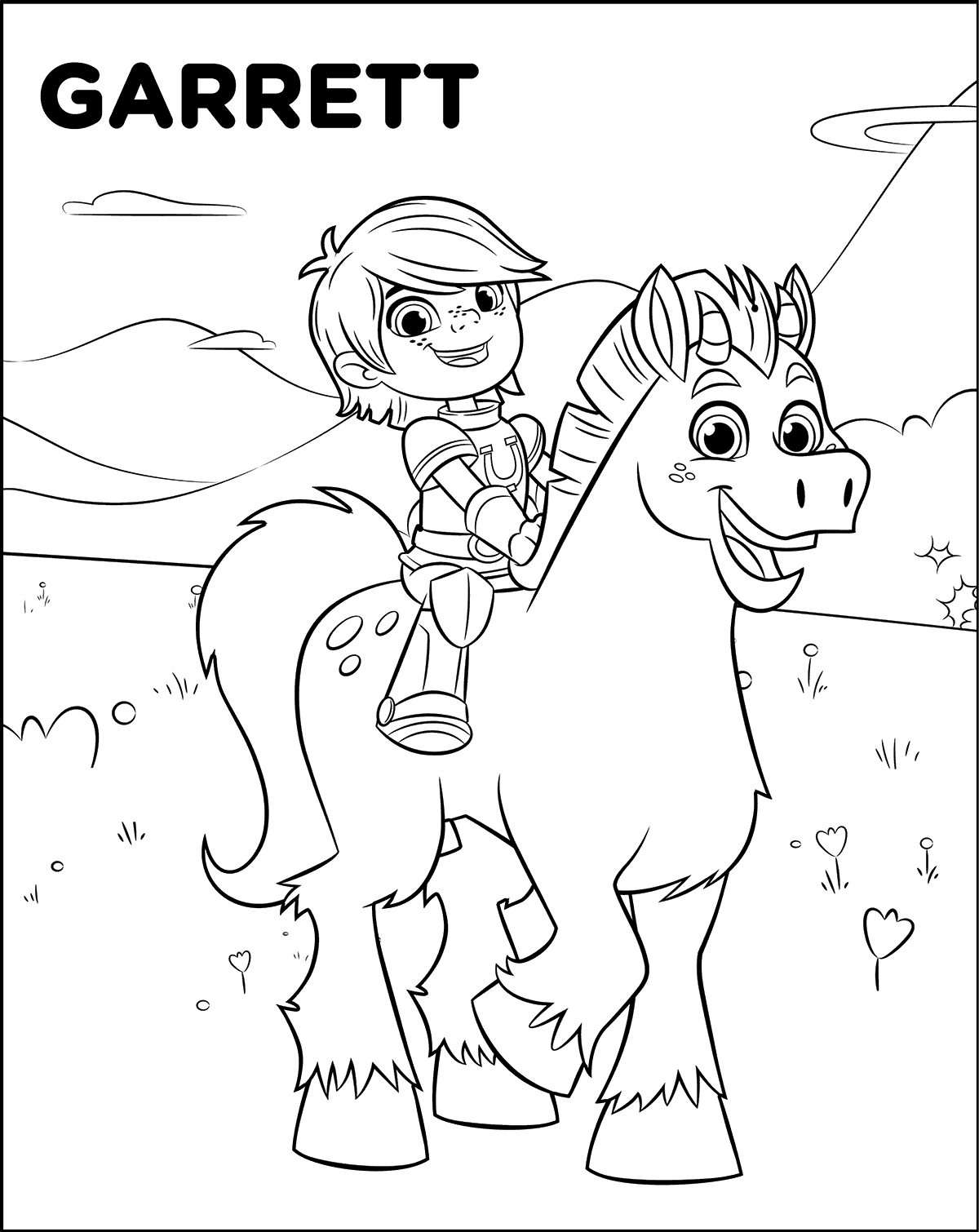 Sir Garret On Horse From Nella The Princess Knight Coloring Pages ...