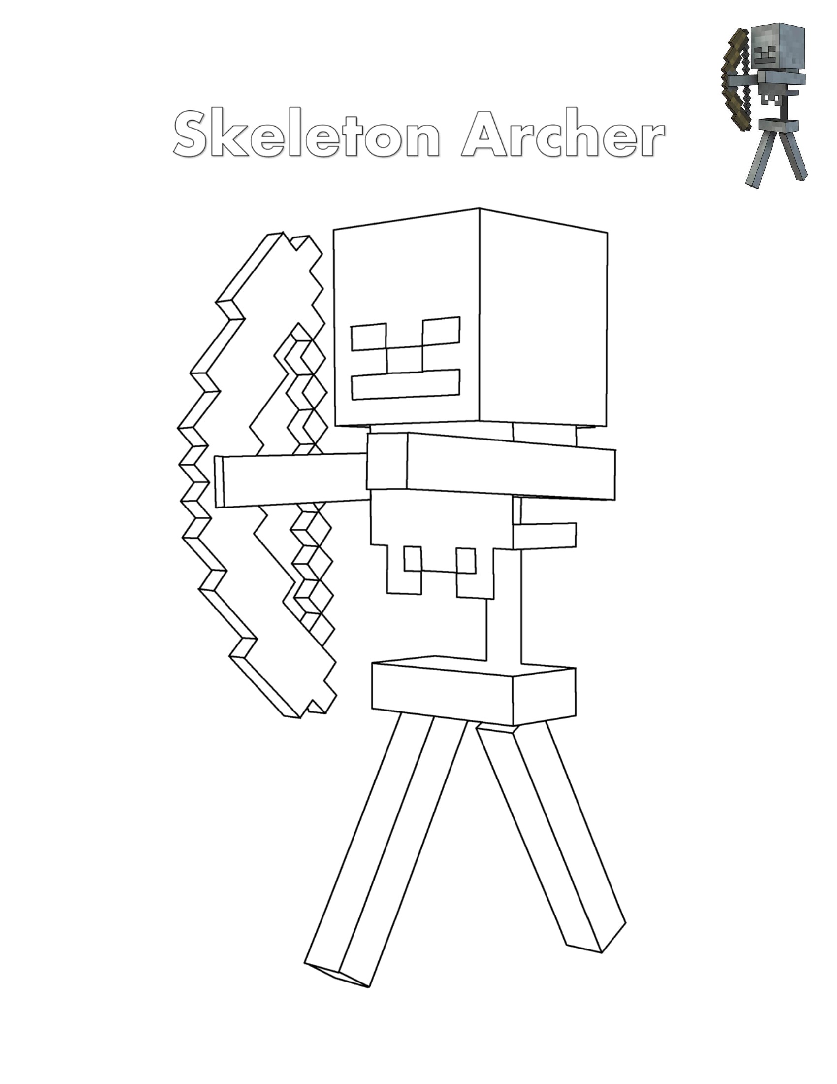 Skeleton Archer Minecraft Coloring Pages   Coloring Cool
