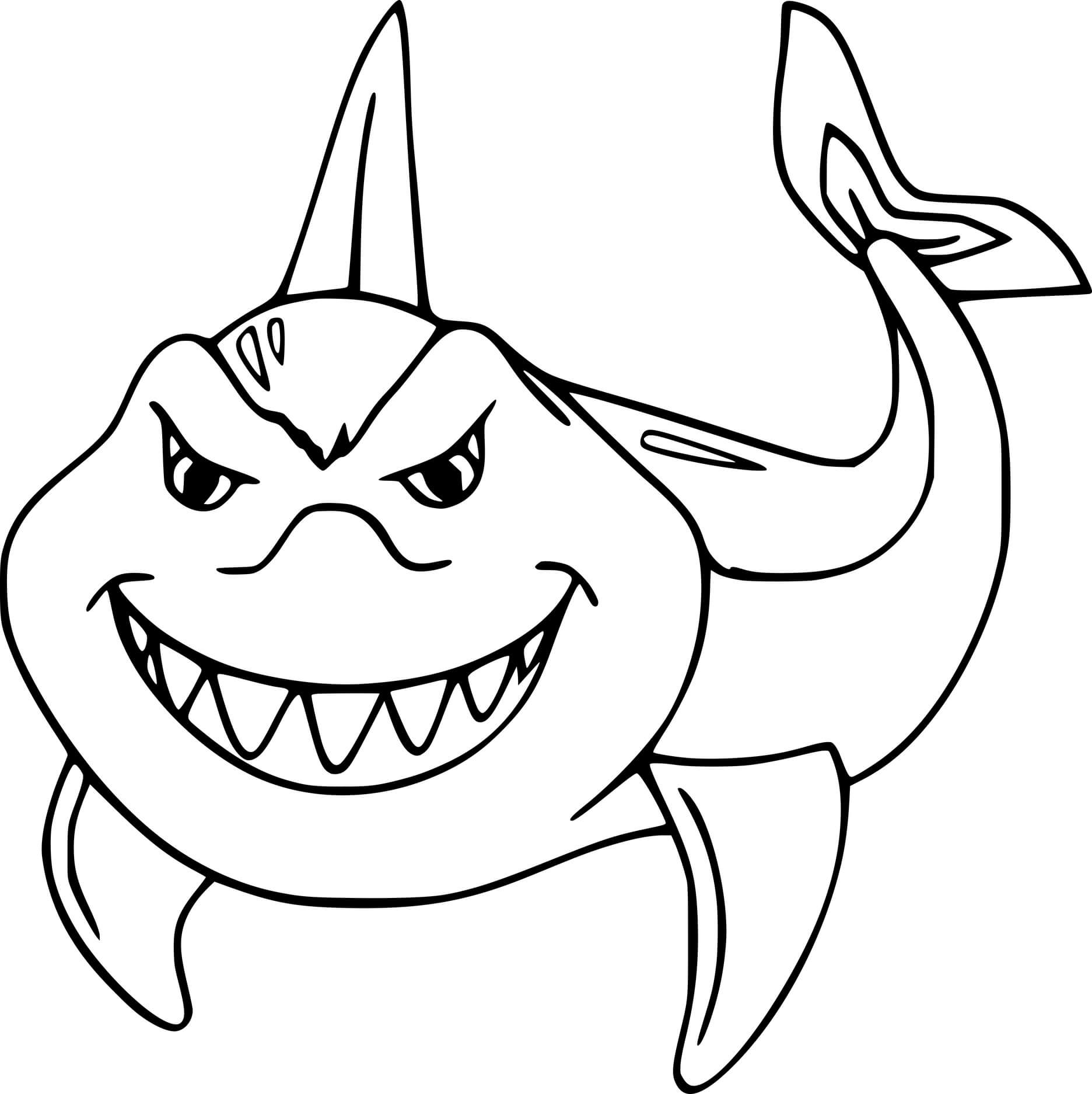 Smiling Mako Shark Coloring Page