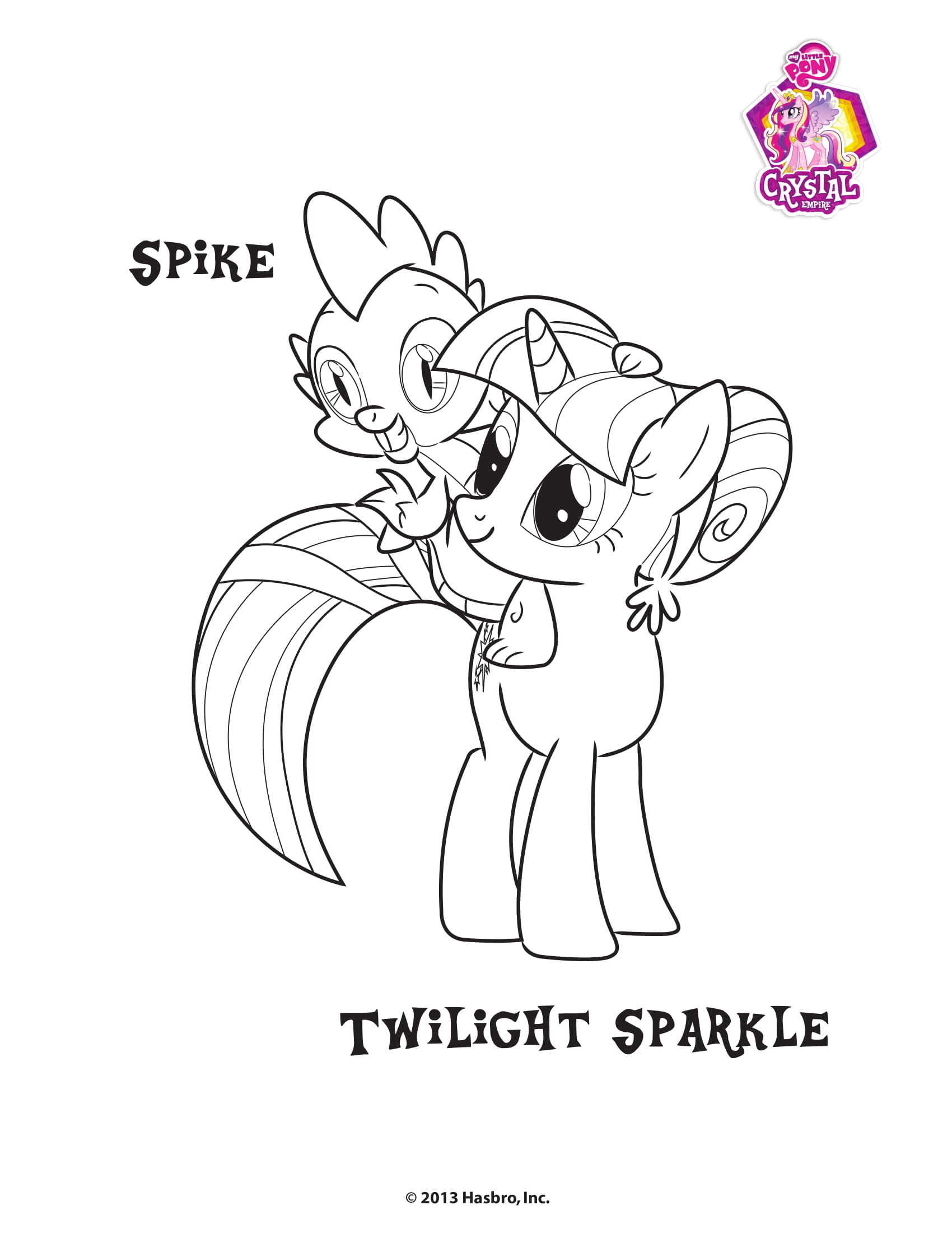 Spike Twilight Sparkle Empire Crystal Coloring Page