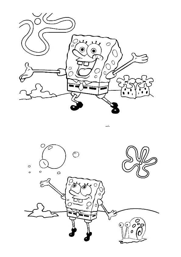 Sponge Bob Playing With Bubble Coloring Page