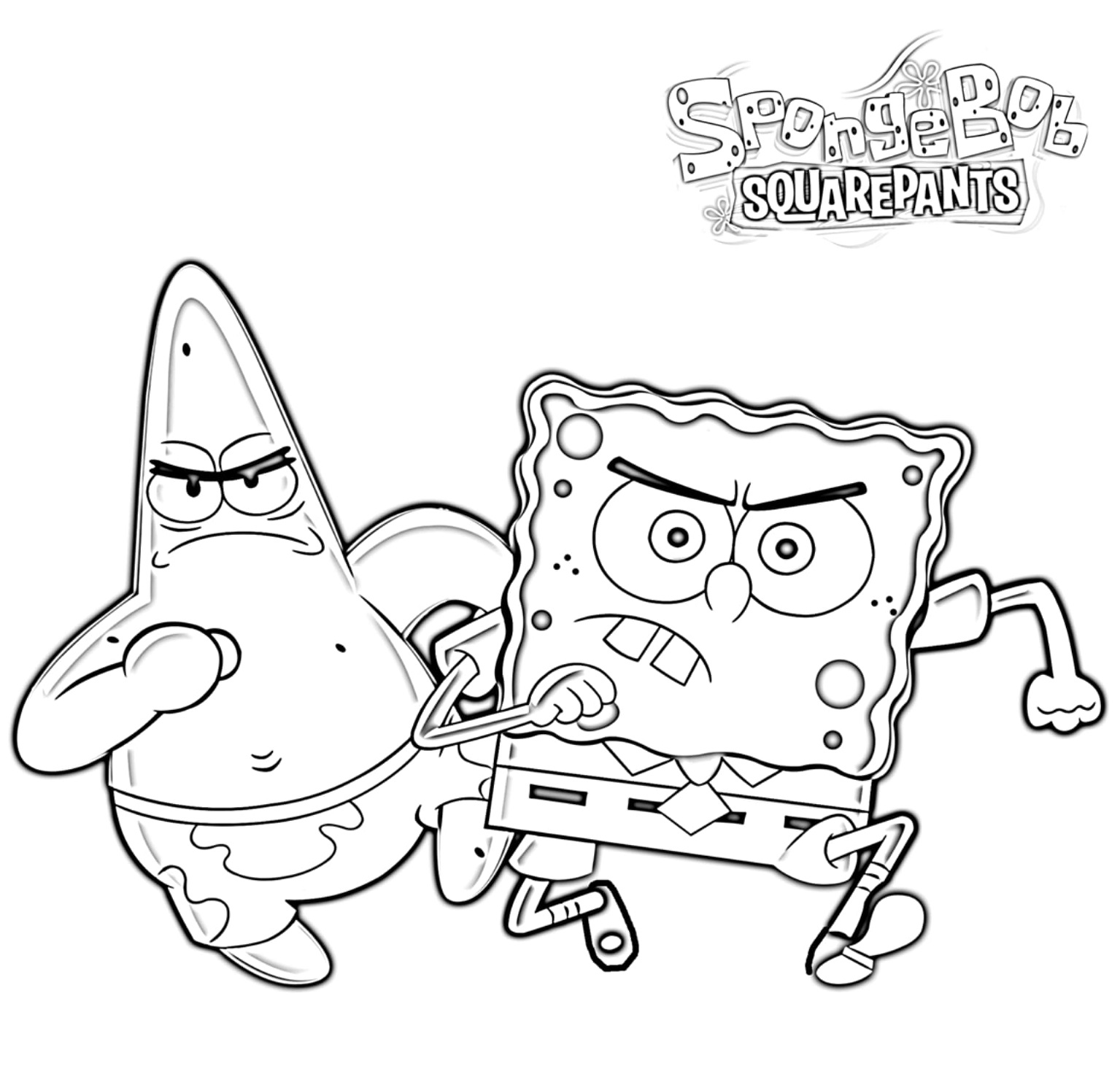 Spongebob And Patrick Angry Coloring Page