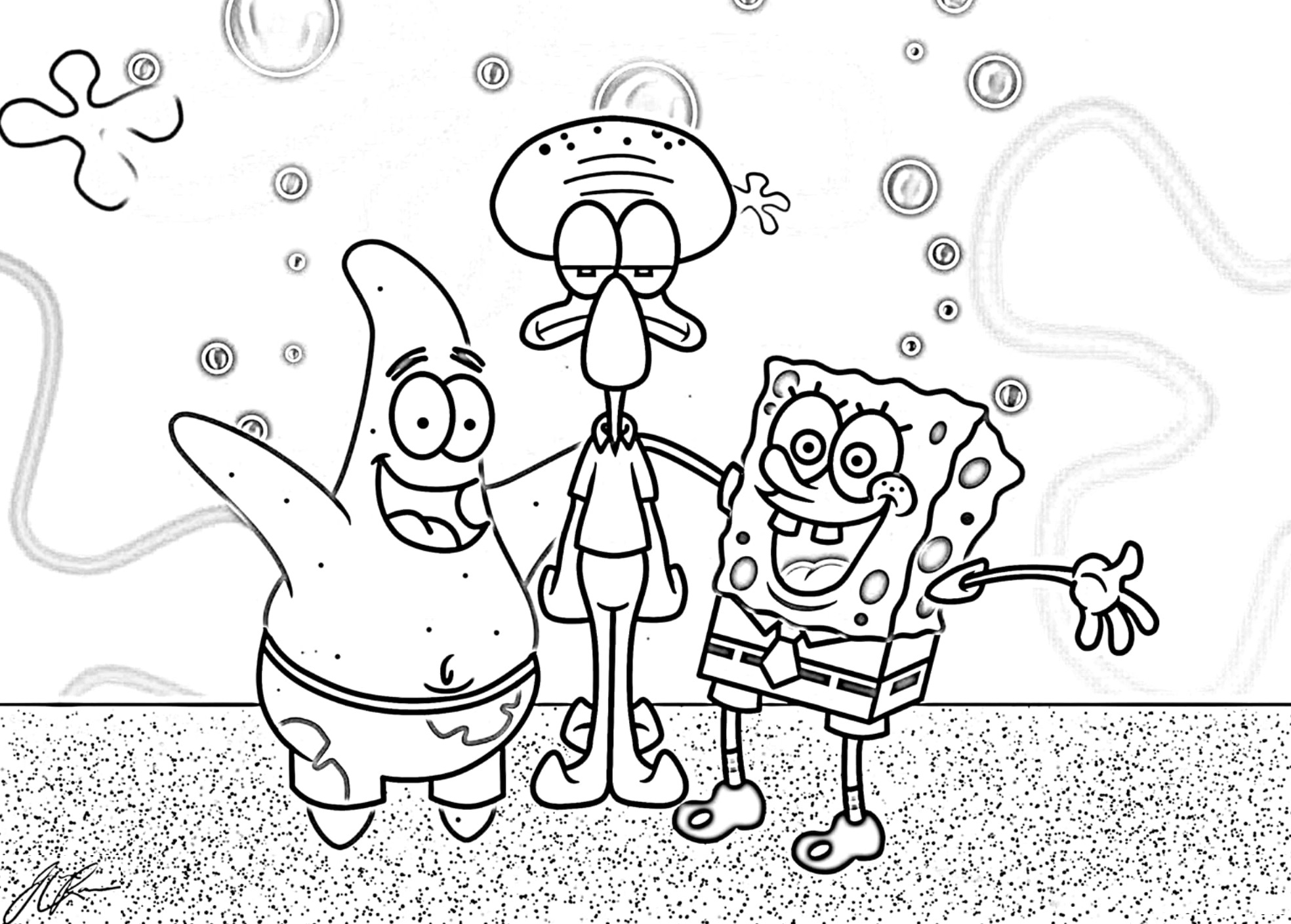 Spongebob And Patrick Happy Family Coloring Page