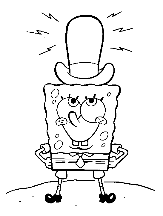 Spongebob In Hat Coloring Page