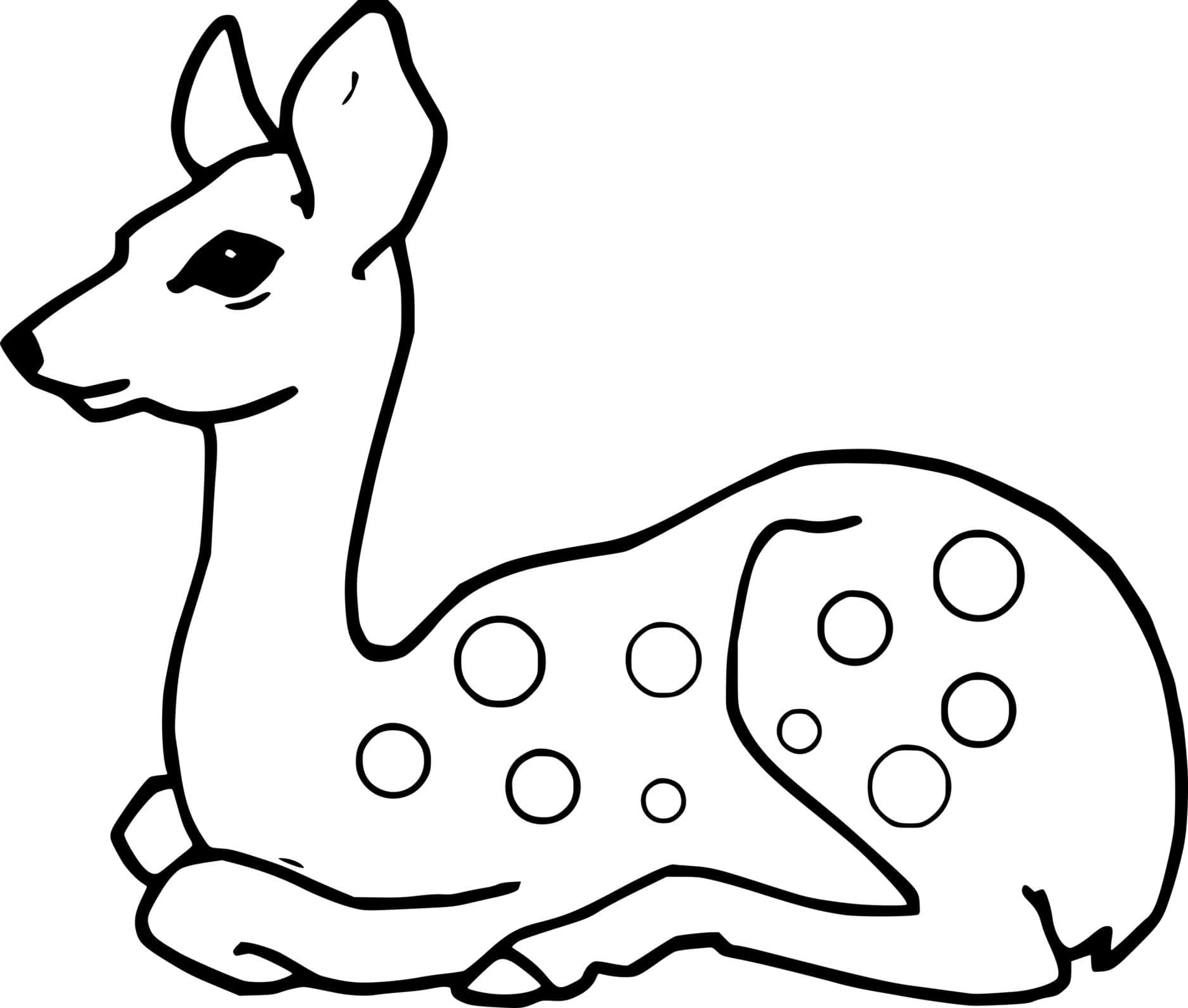 Spotted Deer On The Ground Coloring Page